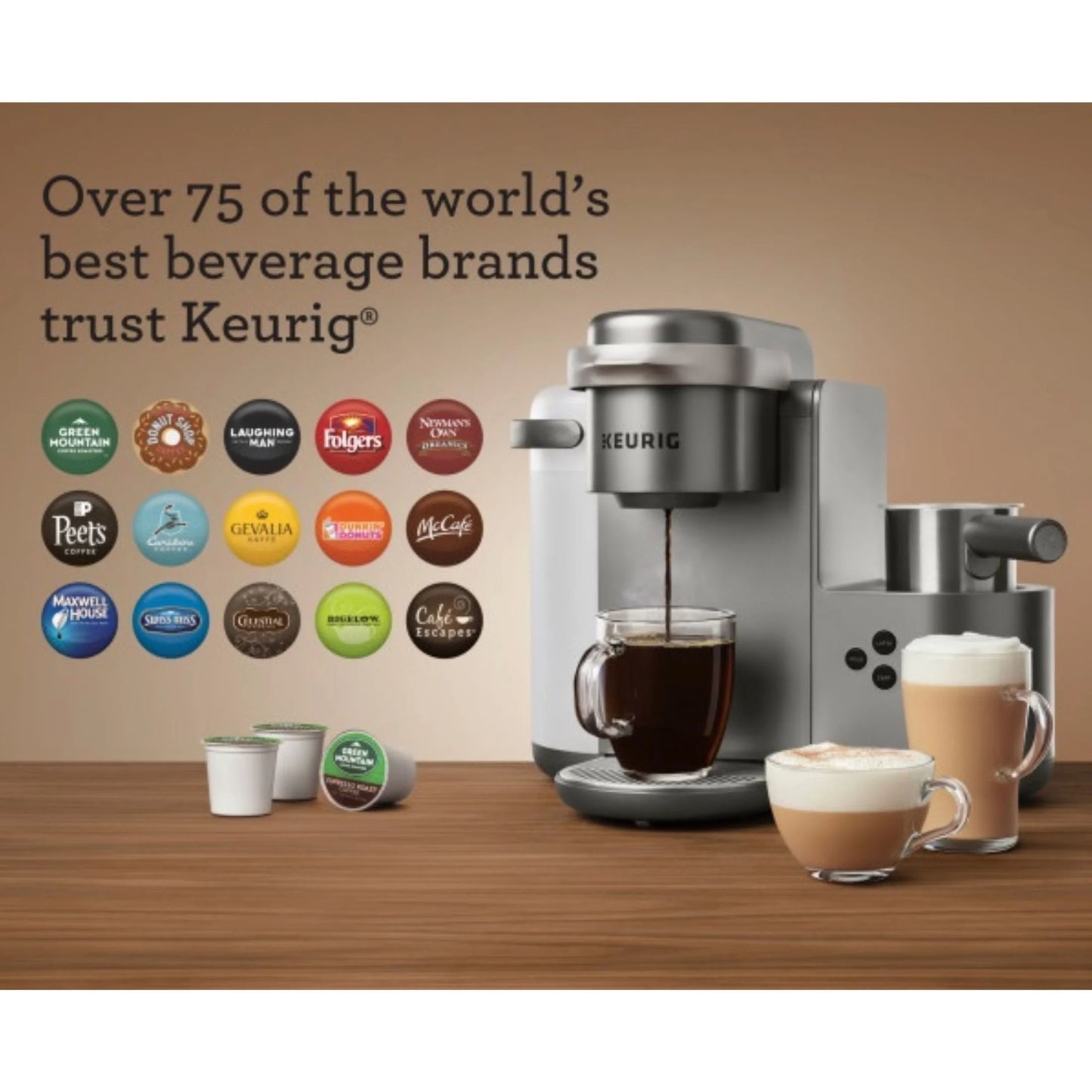 K-Cafe Special Edition Single Serve K-Cup Pod Coffee, Latte and Cappuccino Maker, Nickel