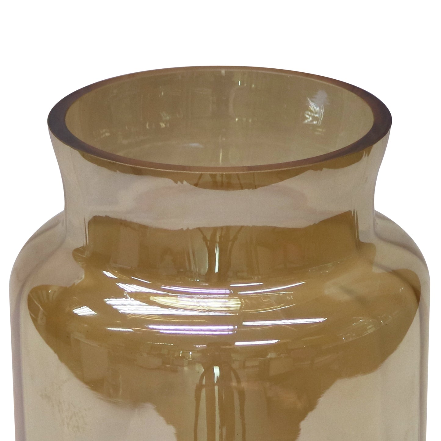 7.9" Gold Glass Vase Container, No Pattern ( 7.8"H X 5.5"W X 5.5"D)