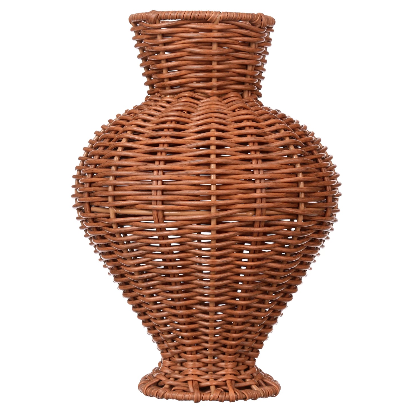 10" Brown Woven Faux Rattan Indoor Vase
