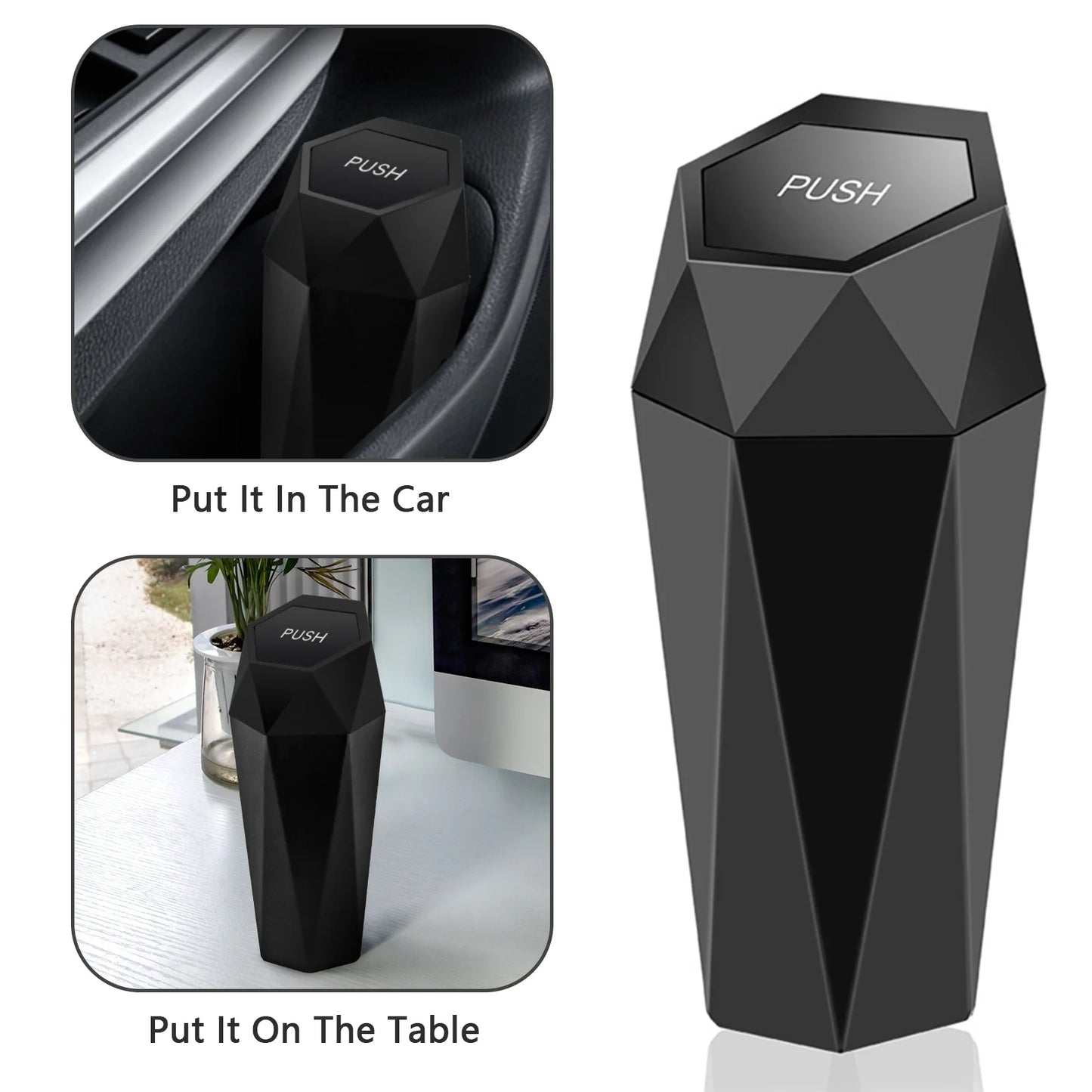 Mini Car Trash Can Automotive Litter Bags & Baskets Black, 7.87 X 3.14 Inches, 2 Pcs