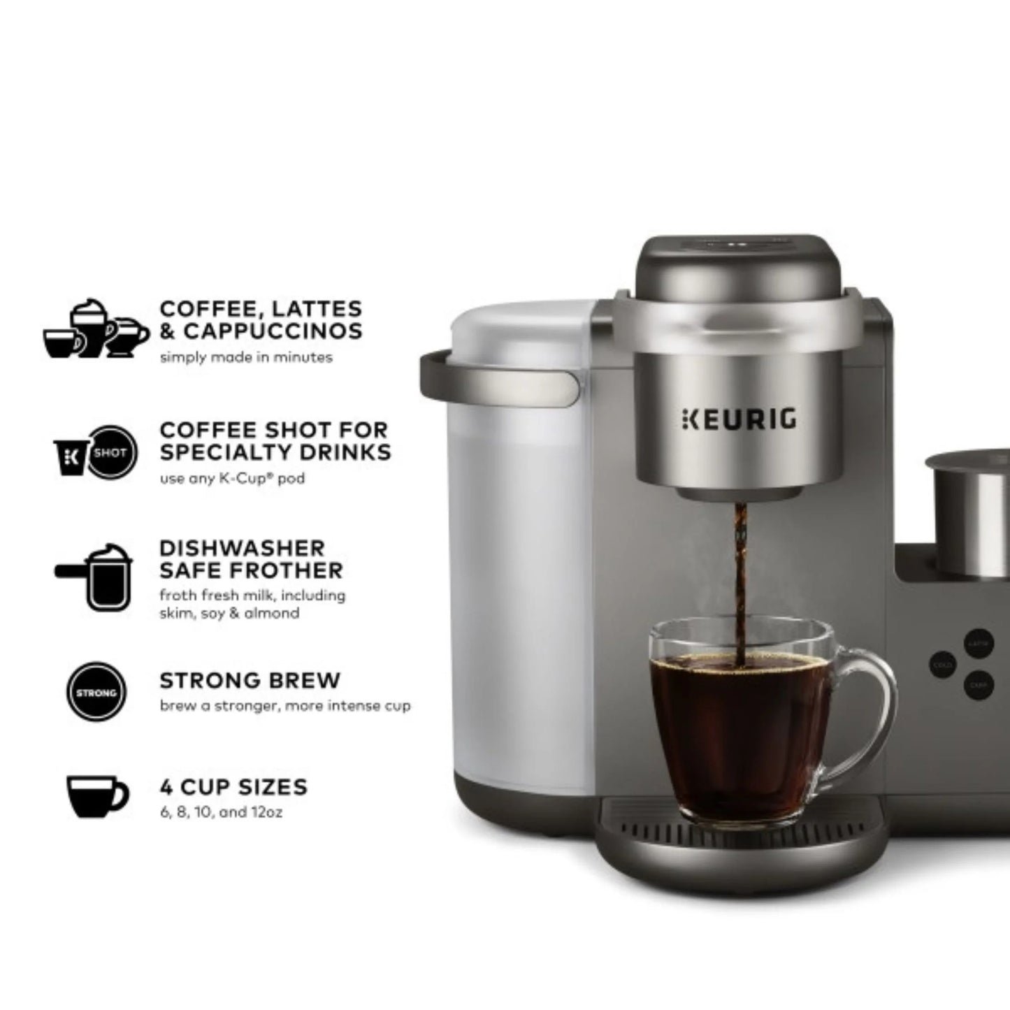 K-Cafe Special Edition Single Serve K-Cup Pod Coffee, Latte and Cappuccino Maker, Nickel