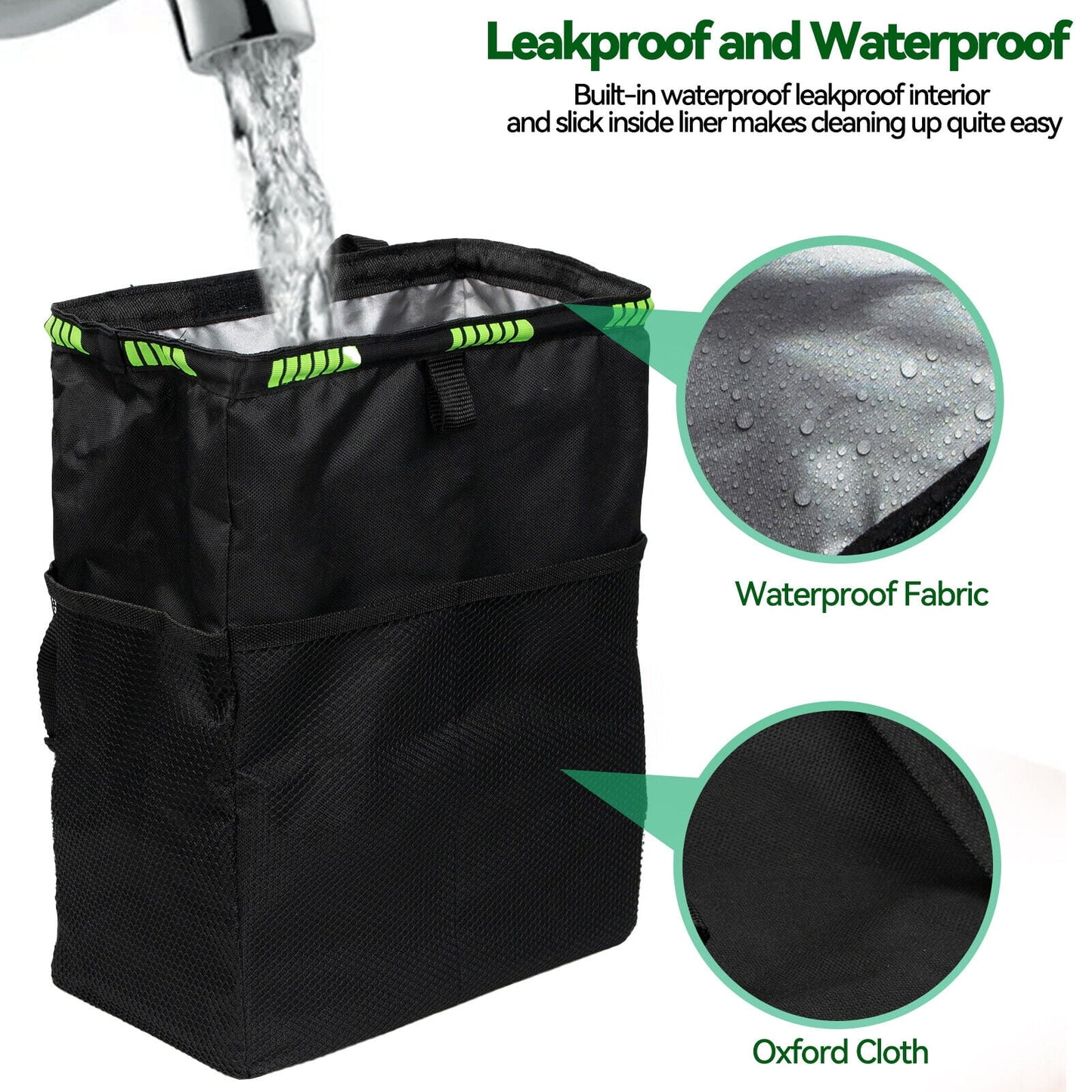 Car Trash Bag Litter Can Garbage Bin Seat Organizer Storage Box Waterproof for Van Truck Universal