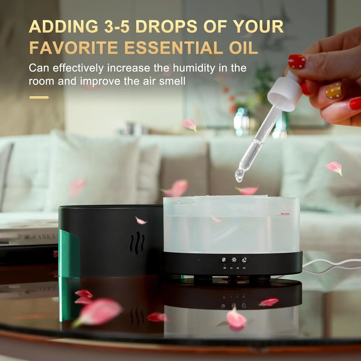 Flame Diffuser-Volcano Diffuser-With Remote Control, Bluetooth Speaker & White Noise Function, Flame Humidifier Fire Diffuser for Bedroom Home Office Yoga Gym