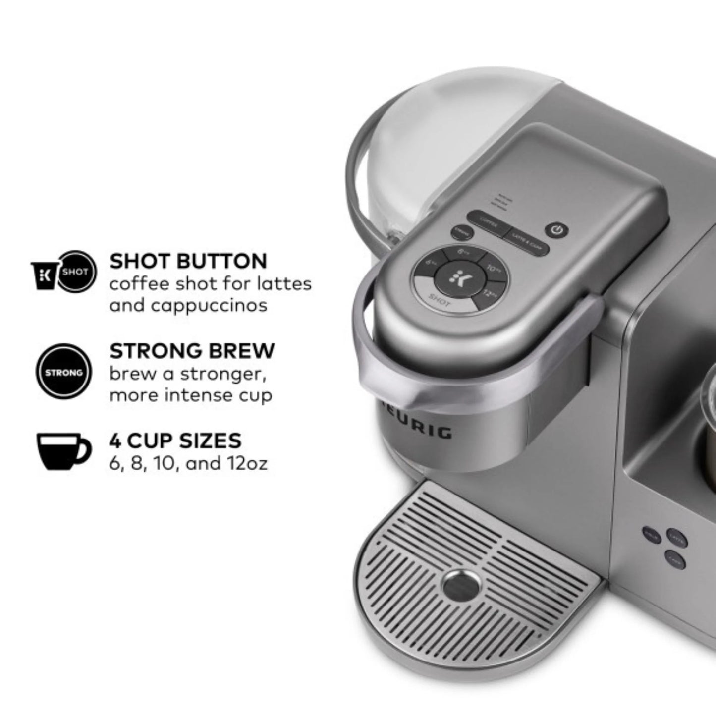 K-Cafe Special Edition Single Serve K-Cup Pod Coffee, Latte and Cappuccino Maker, Nickel