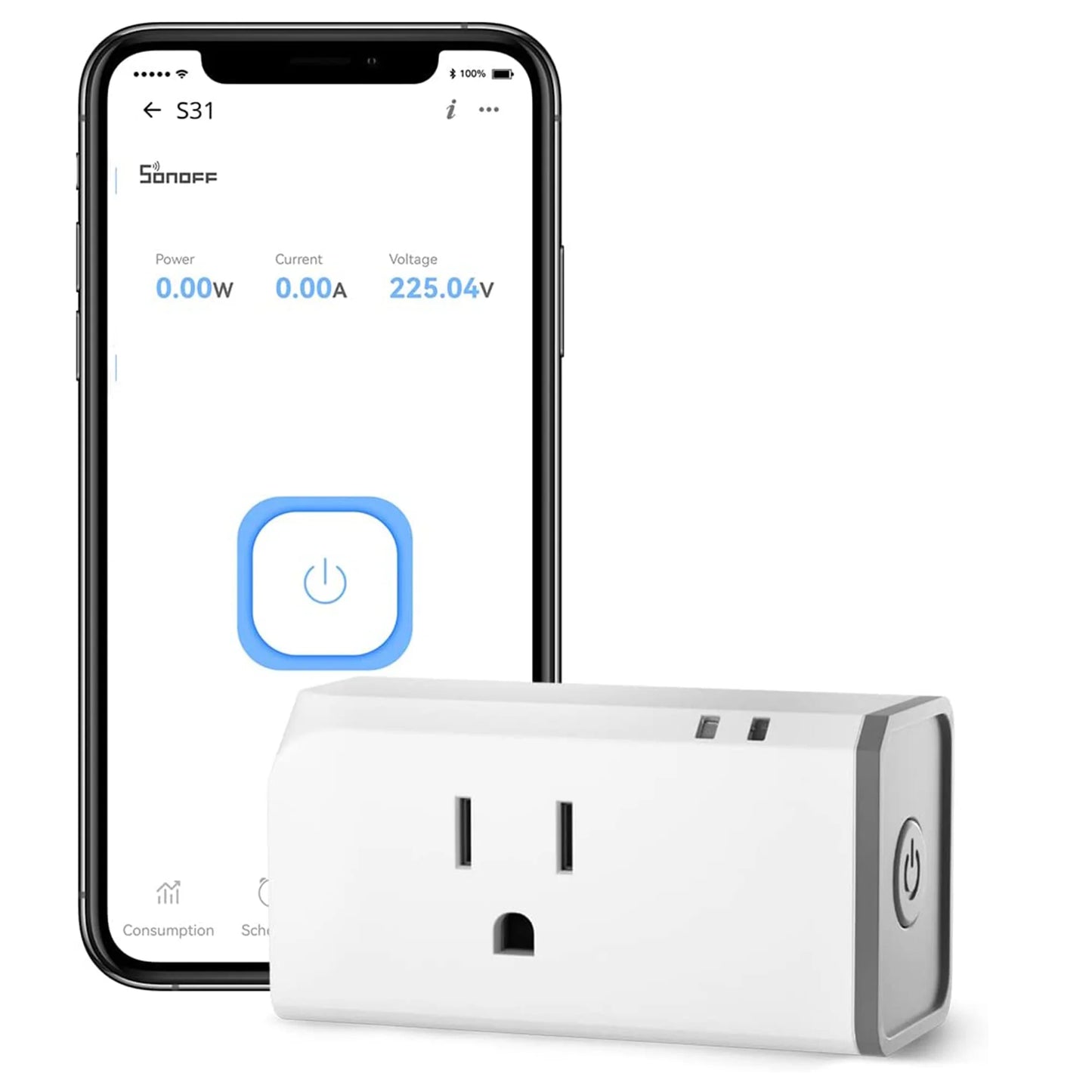 S31 15A Wifi Smart Plug with Energy Monitoring, App&Voice Control,Etl Certified,Works with Alexa Google Home Assistant ,Smart Outlet 1-Pack
