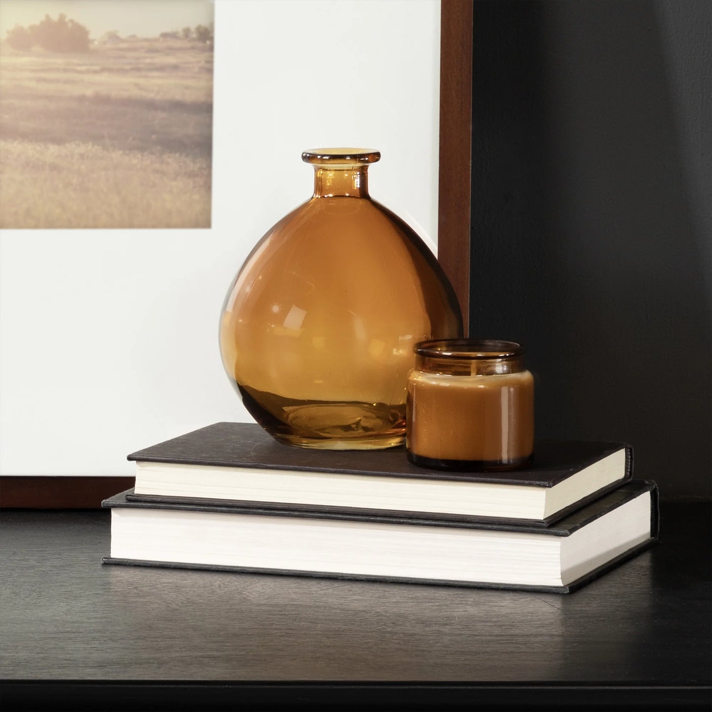 5.7" Amber Translucent Glass Indoor Tabletop Vase by