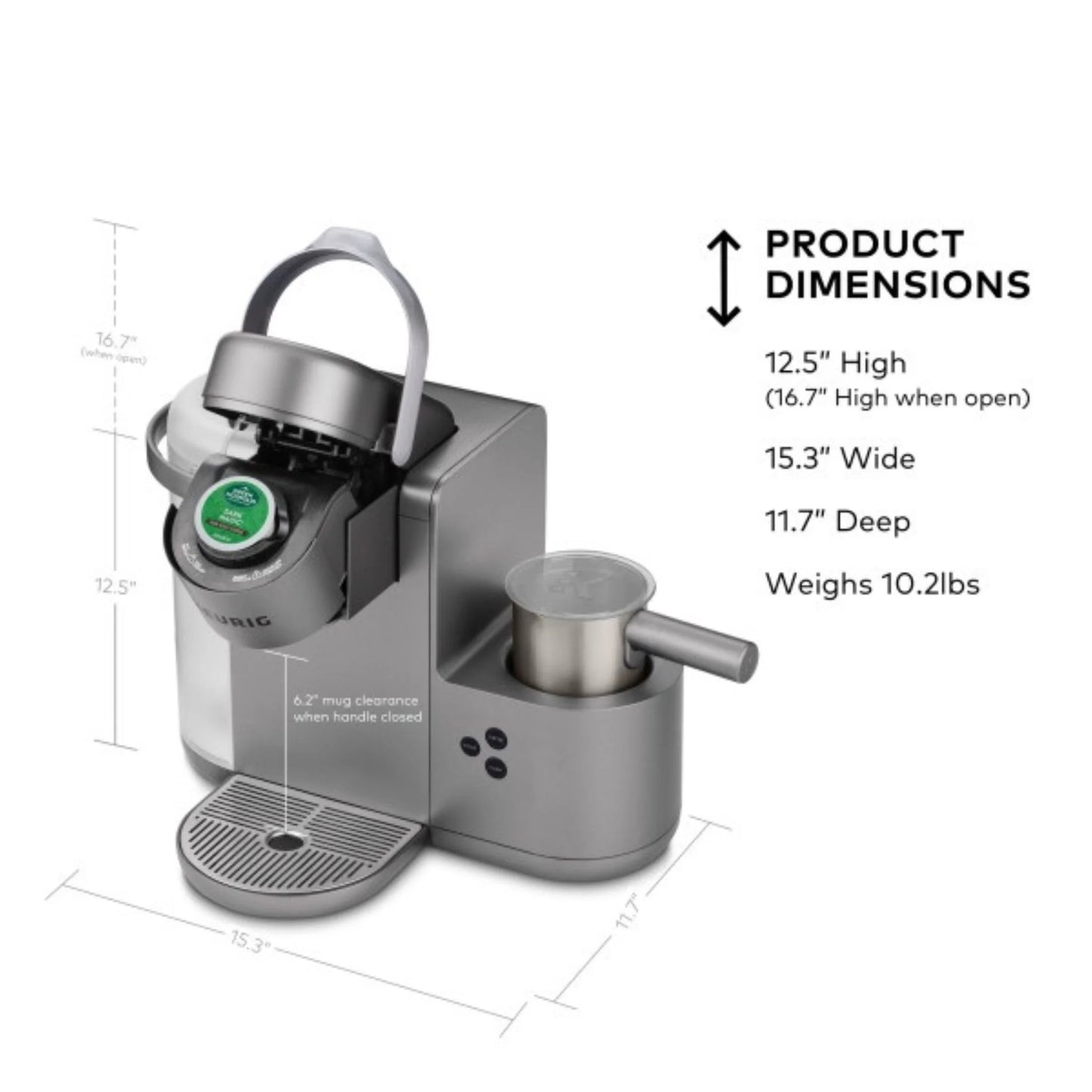 K-Cafe Special Edition Single Serve K-Cup Pod Coffee, Latte and Cappuccino Maker, Nickel