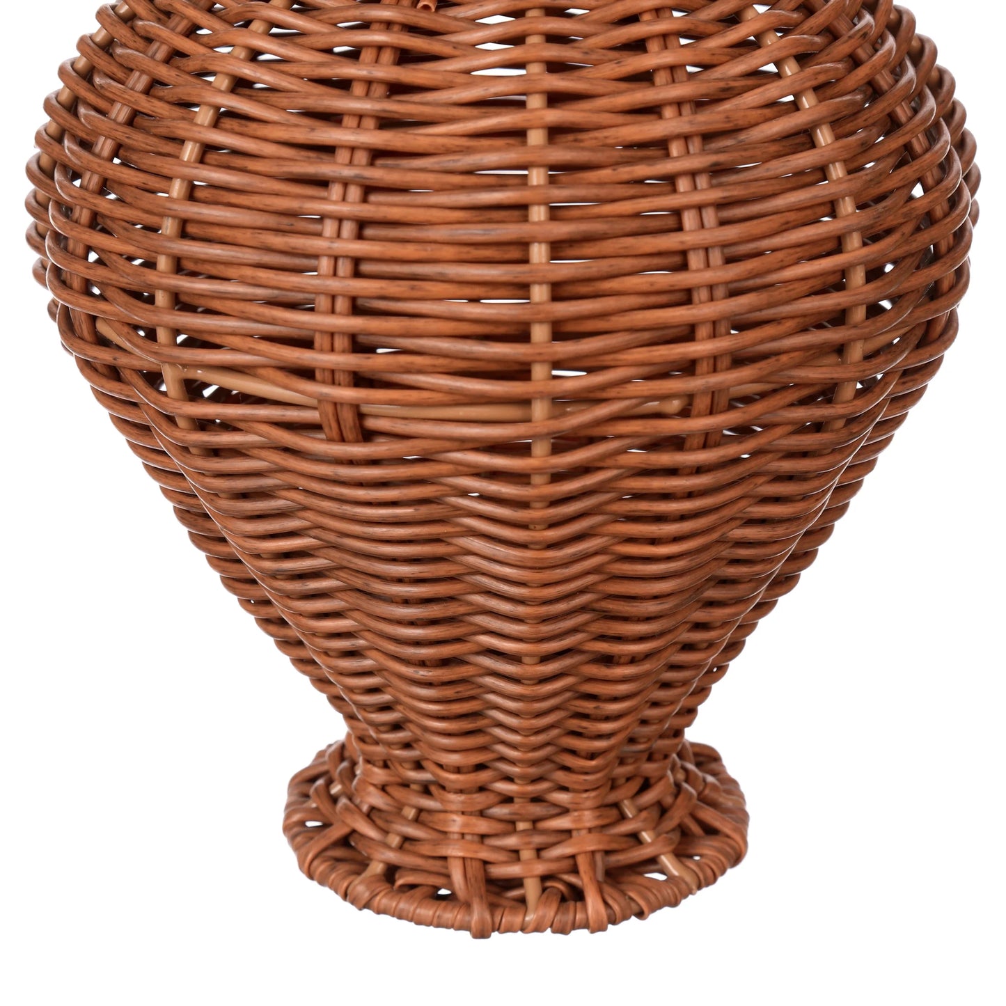 10" Brown Woven Faux Rattan Indoor Vase