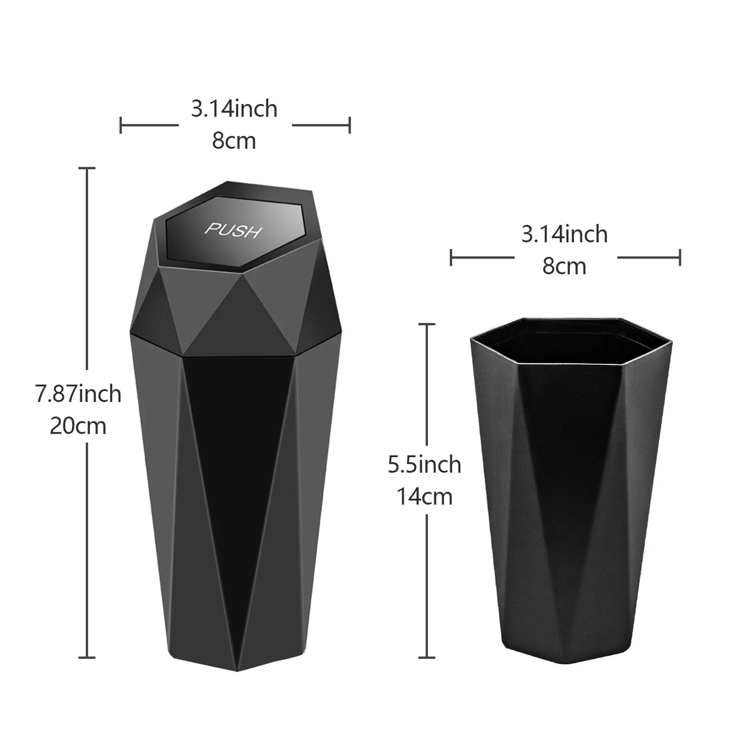 Mini Car Trash Can Automotive Litter Bags & Baskets Black, 7.87 X 3.14 Inches, 2 Pcs