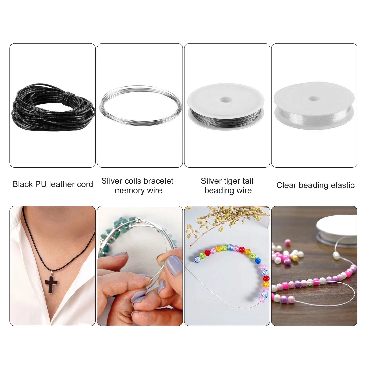 Jewelry Making Supplies, Jewelry Making Accessories Tool Kit Set Beading Wire Brass Ring Tweezer Pliers with Carrying Box for DIY Starter Beginner