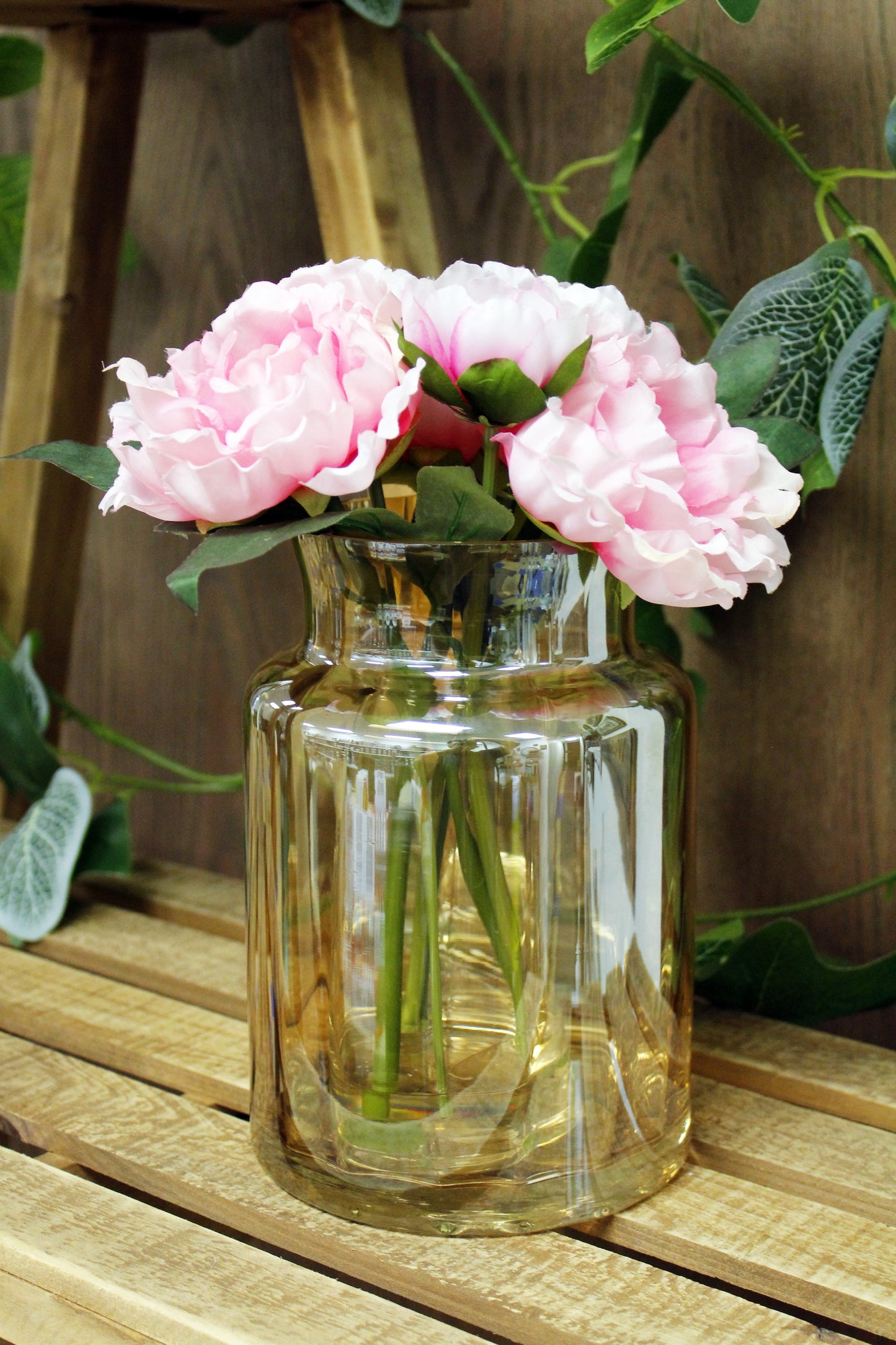 7.9" Gold Glass Vase Container, No Pattern ( 7.8"H X 5.5"W X 5.5"D)