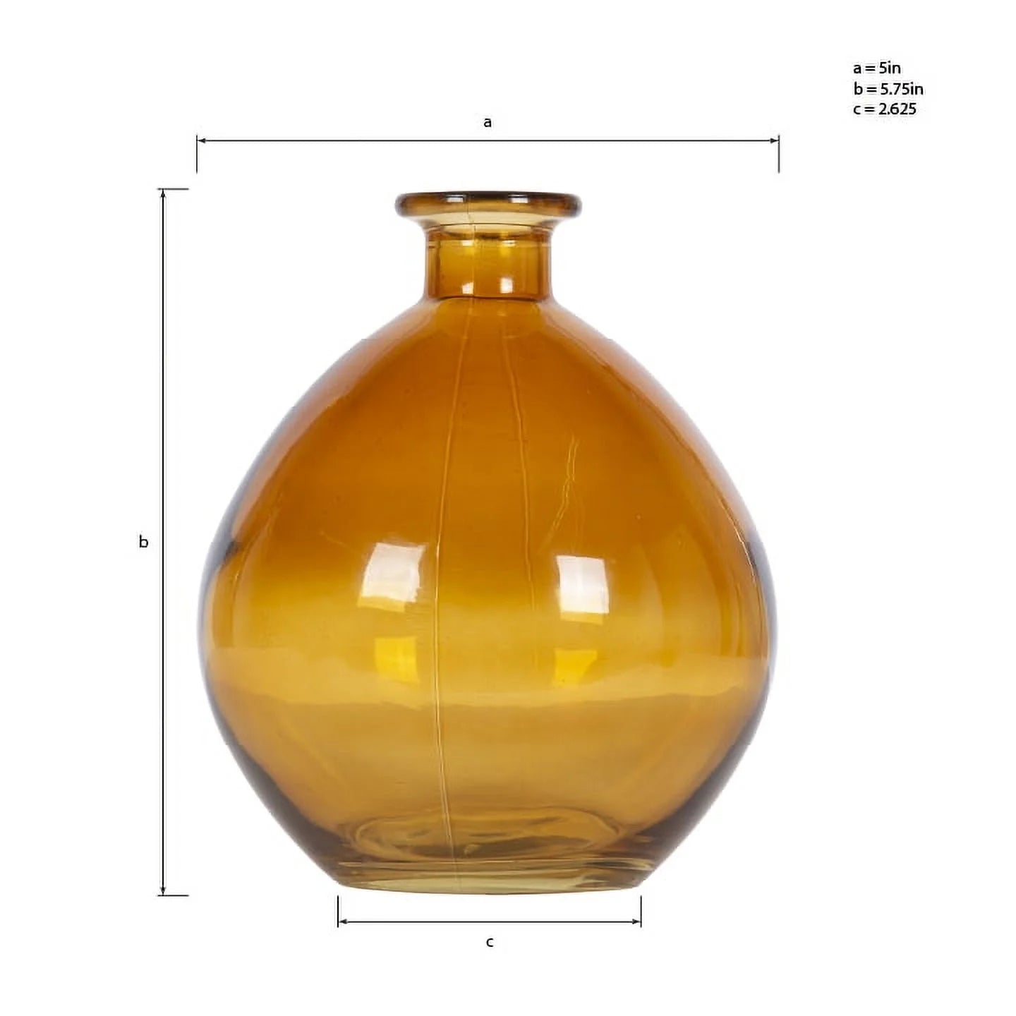 5.7" Amber Translucent Glass Indoor Tabletop Vase by