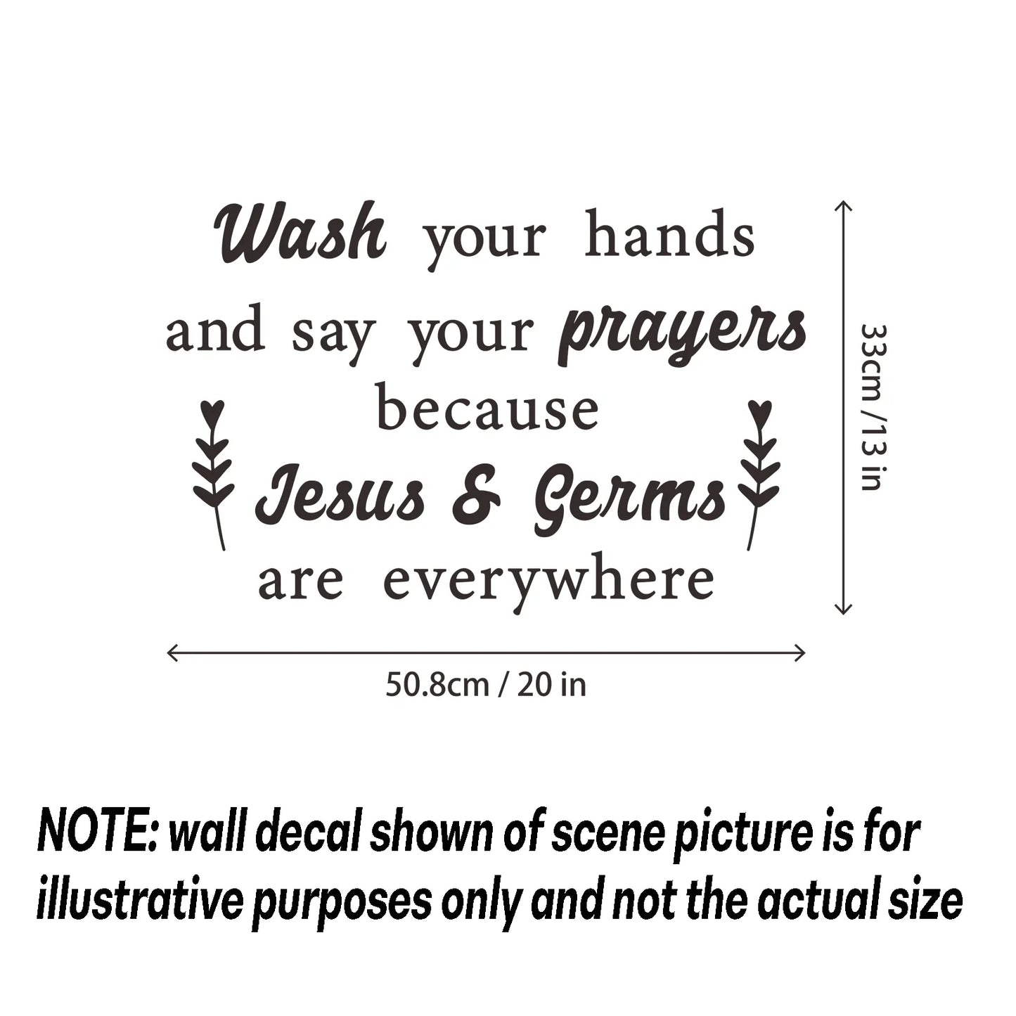 Bathroom Stickers for Wall Wash Your Hands and Say Your Prayers Because Jesus & Germs Are Everywhere