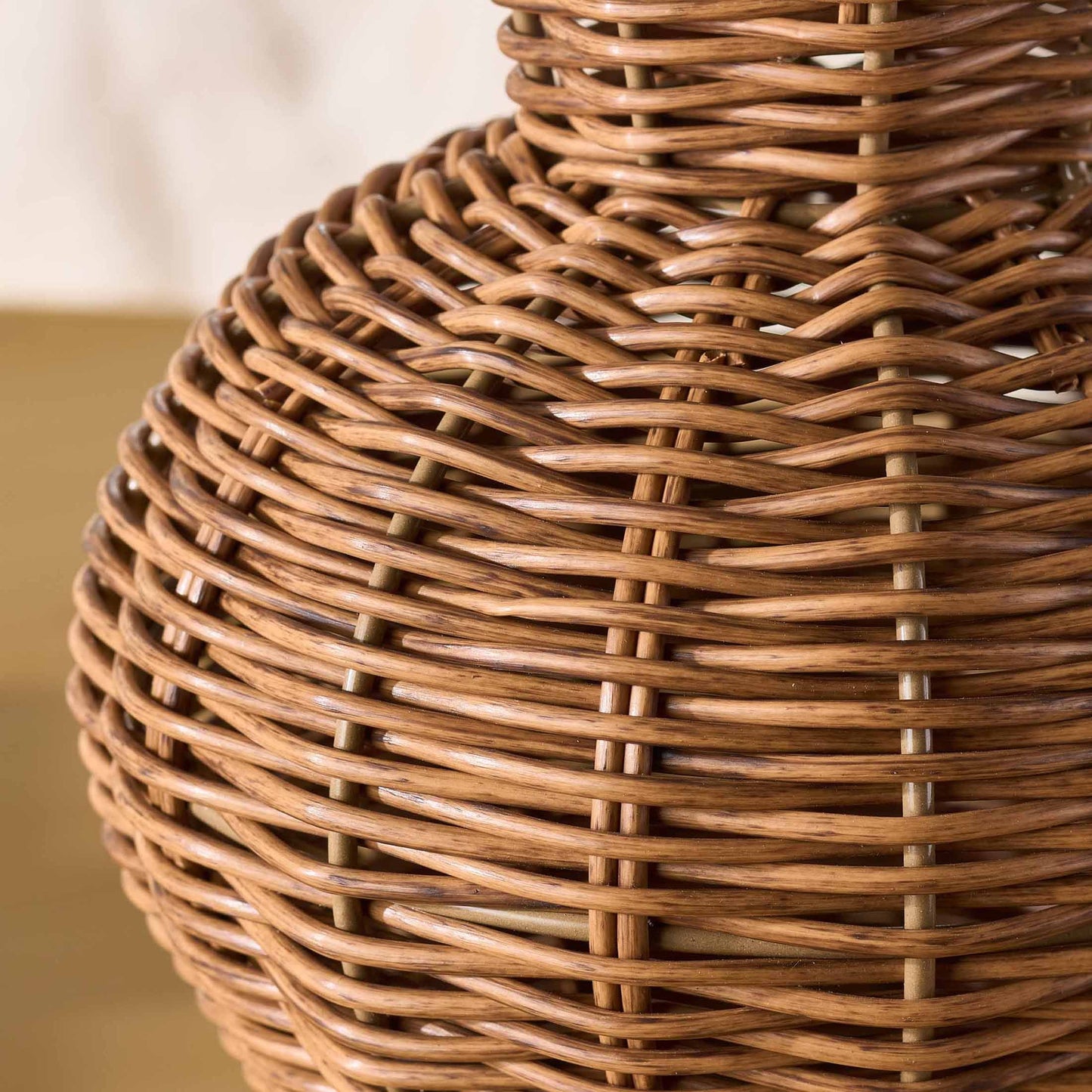 10" Brown Woven Faux Rattan Indoor Vase