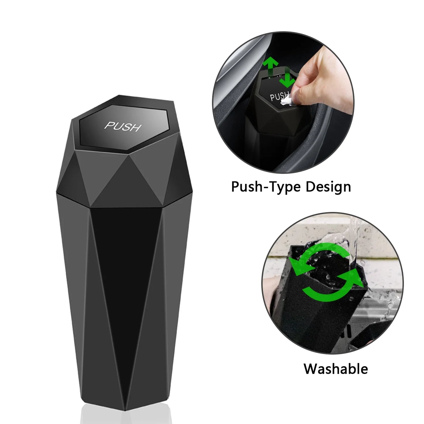 Mini Car Trash Can Automotive Litter Bags & Baskets Black, 7.87 X 3.14 Inches, 2 Pcs