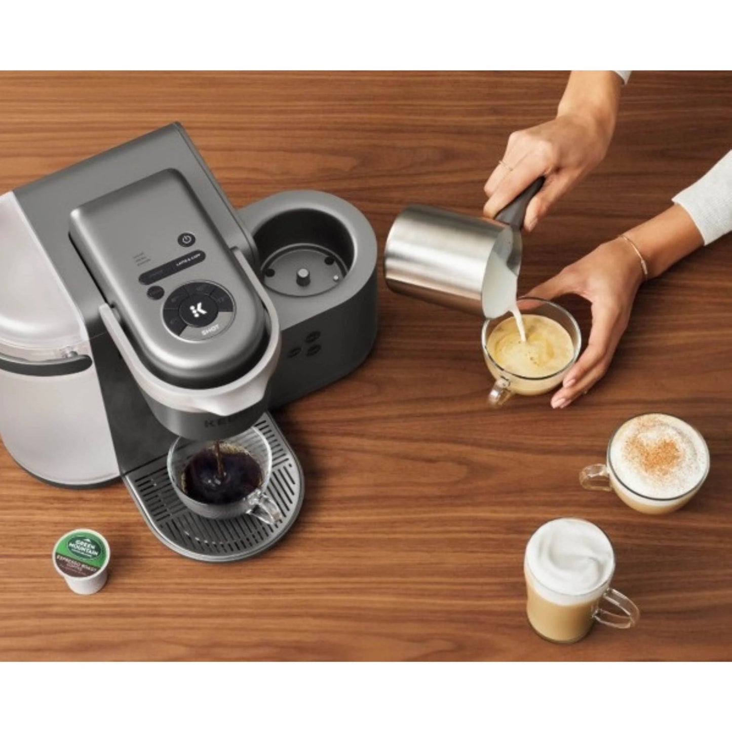 K-Cafe Special Edition Single Serve K-Cup Pod Coffee, Latte and Cappuccino Maker, Nickel