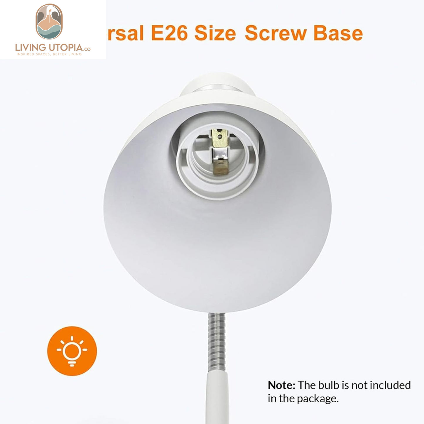 Metal Desk Lamp, Adjustable Goose Neck Table Lamp, Eye-Caring Study Desk Lamps for Bedroom, Study Room and Office (White)