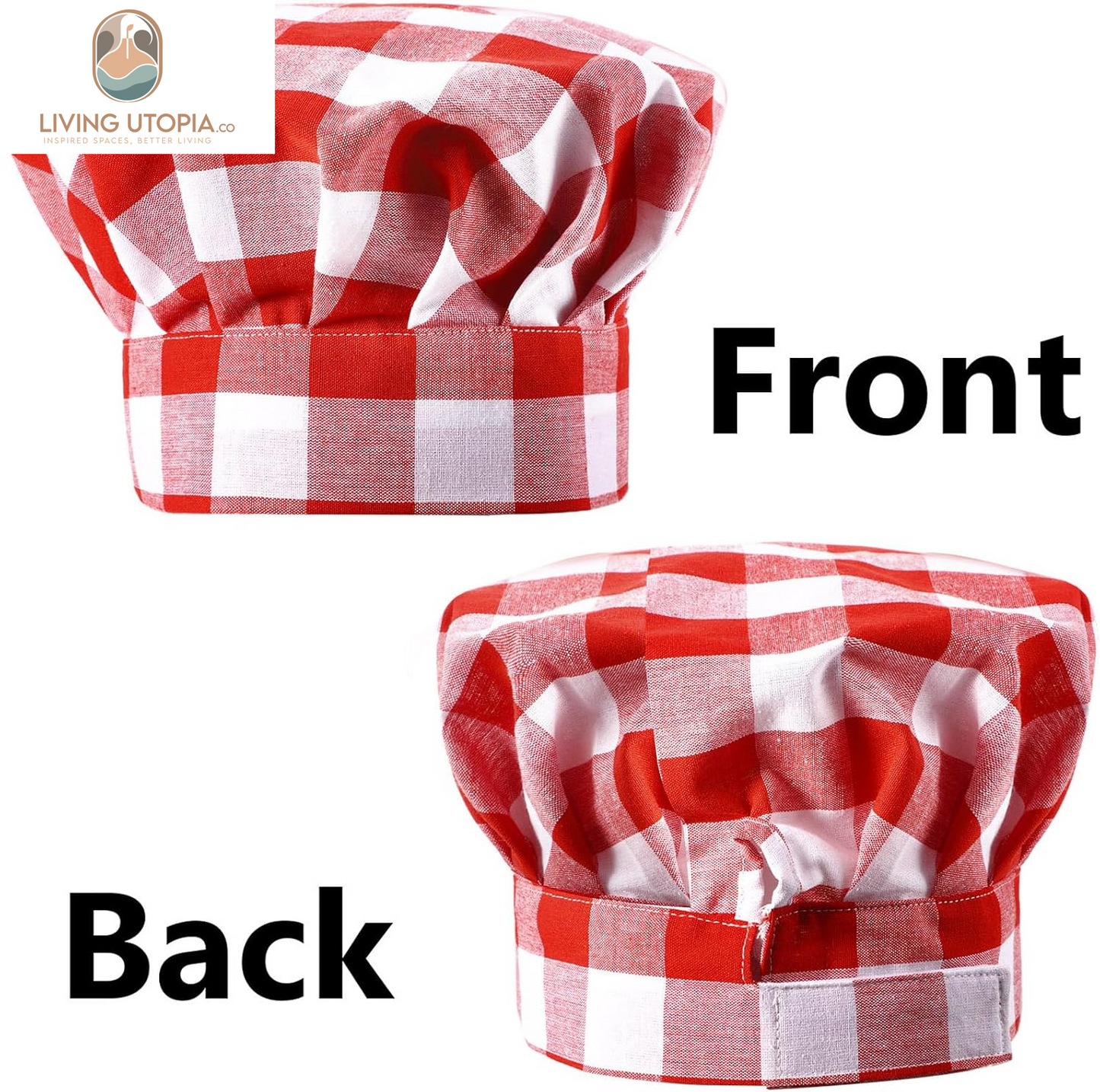 2 Pcs Chef Costume for Women Men Chef Hat Apron Set for Adult Baker Apron Hat for Cooking Cosplay(Red, White,Plaid Style)