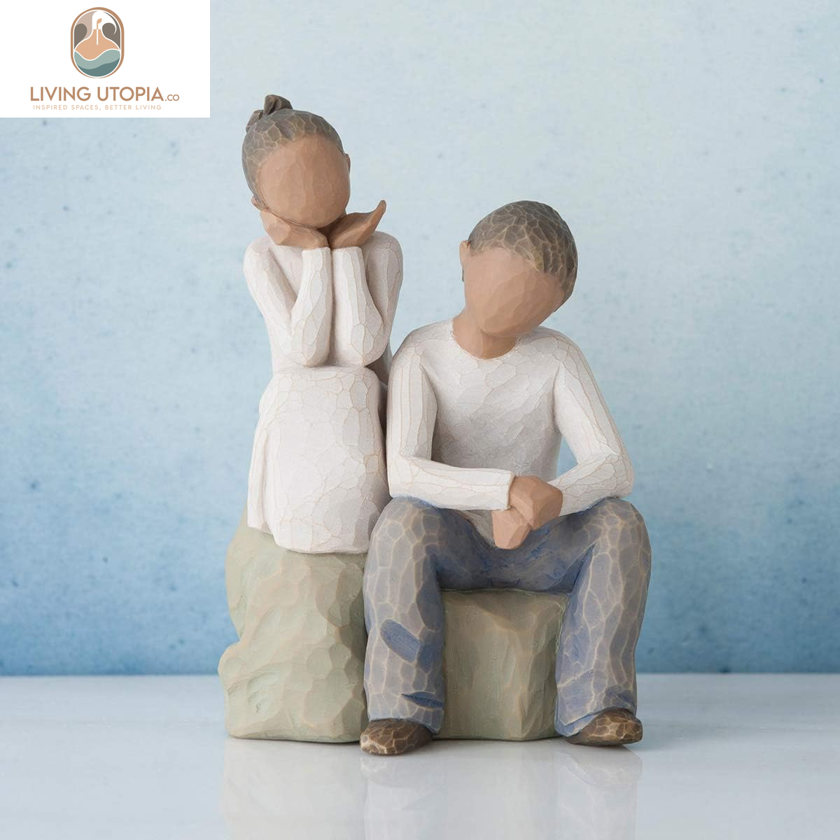 Brother and Sister (Darker Skin Tone & Hair Color), Sculpted Hand-Painted Figure