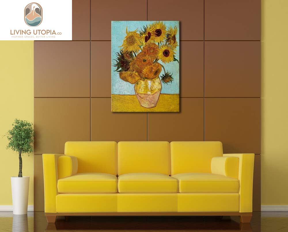 Sunflower Large Canvas Prints Wall Art by Vincent Van Gogh Oil Paintings Reproduction Modern Stretched and Framed Floral Giclee Flowers Pictures Artwork for Bedroom Home Office Decor