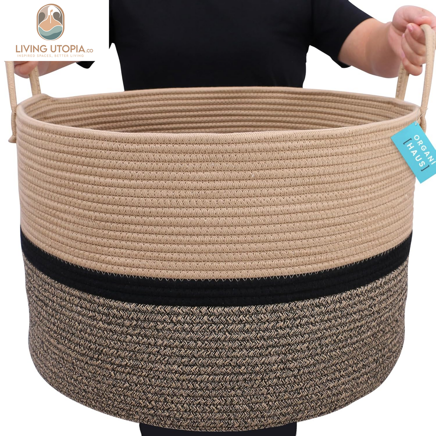 Blanket Storage Basket 20X13, Extra Large Basket for Blankets Living Room, Woven Laundry Basket, Large Blanket Basket Living Room, Brown Large Woven Basket, Baby Laundry Hamper