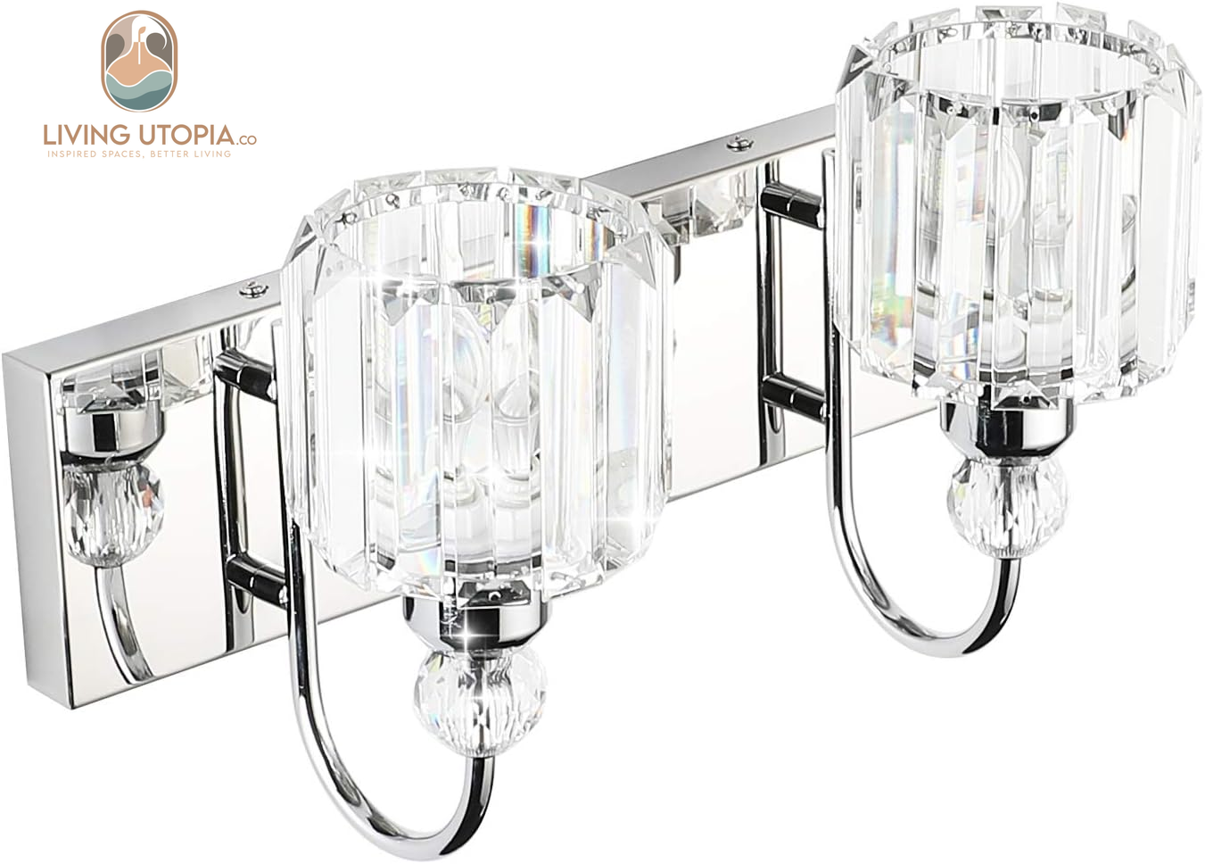 Modern Bathroom Vanity Light 2-Lights Modern Crystal Wall Light Fixtures Modern Crystal Vanity Lighting for Bathroom