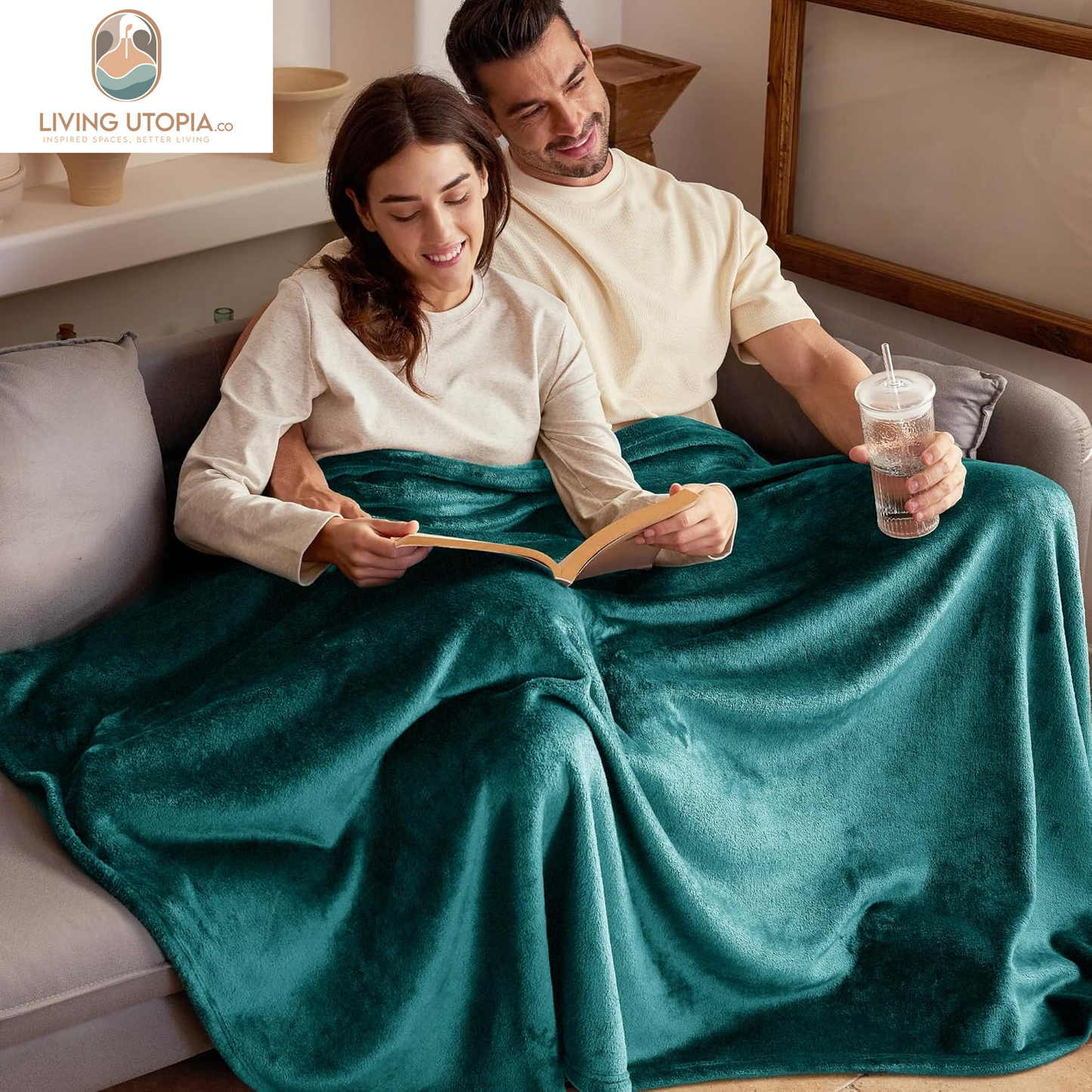 Extra Large Fleece Throw Blanket for Couch, Sofa, 300GSM Super Soft and Warm Blankets, Teal Throw All Season Use, Cozy, Plush, Lightweight, 50X70 Inches