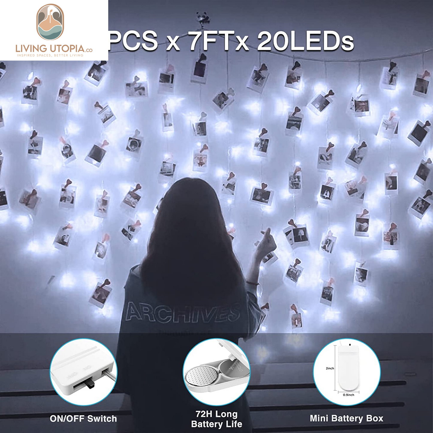 16 Pack Fairy Lights Battery Operated, IP68 Waterproof Mini String Light, 7Ft Small LED Bottle Light for Wedding Vase Centerpieces Table Decorations Christmas Indoor Party Jars Gift Cool White