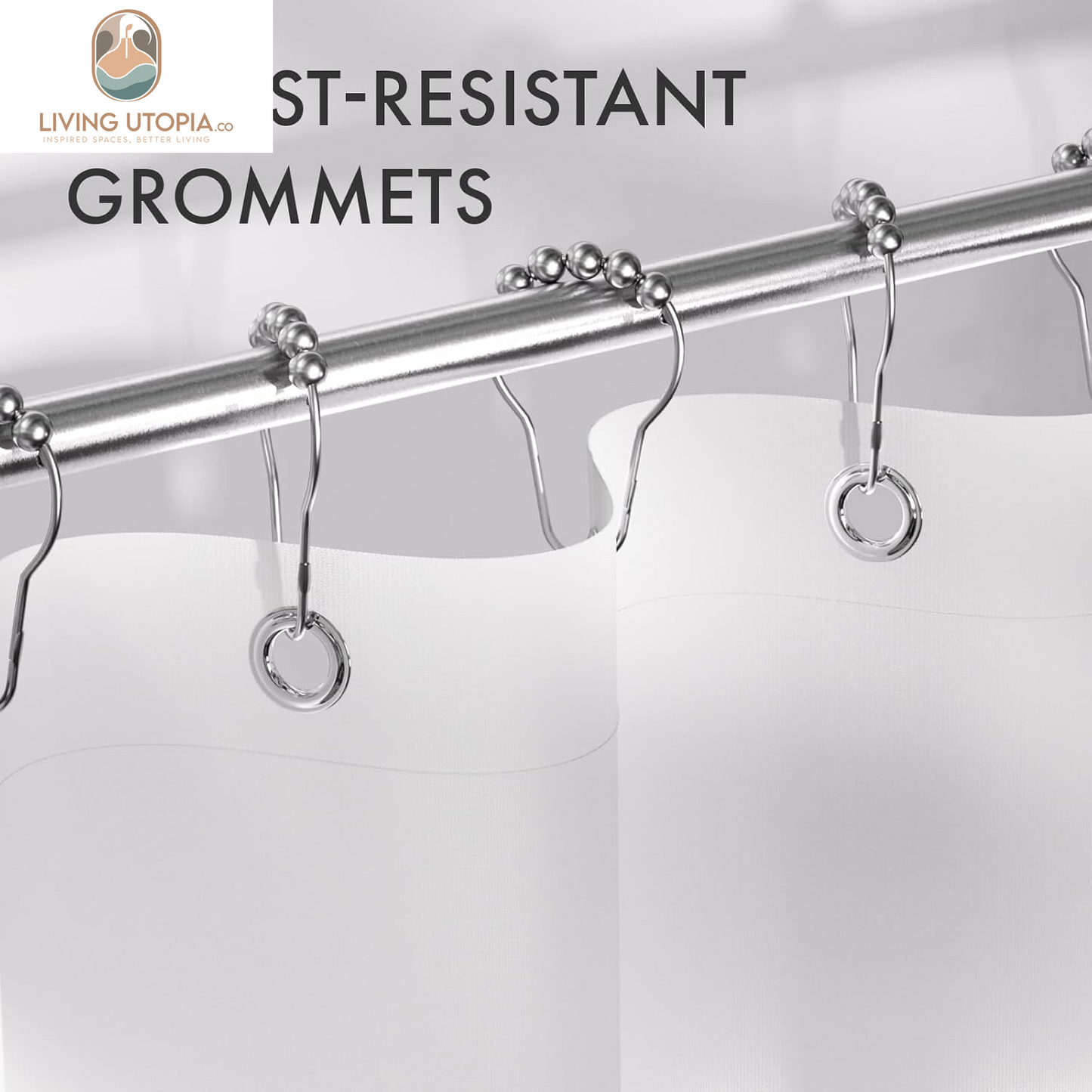 Shower Curtain, Cloth Ombre Black Shower Curtain Set with 12 Shower Curtain Hooks, Washable Fabric Black and White Shower Curtain, Rustic Farmhouse Bathroom Shower Curtain, 72X72 Inches