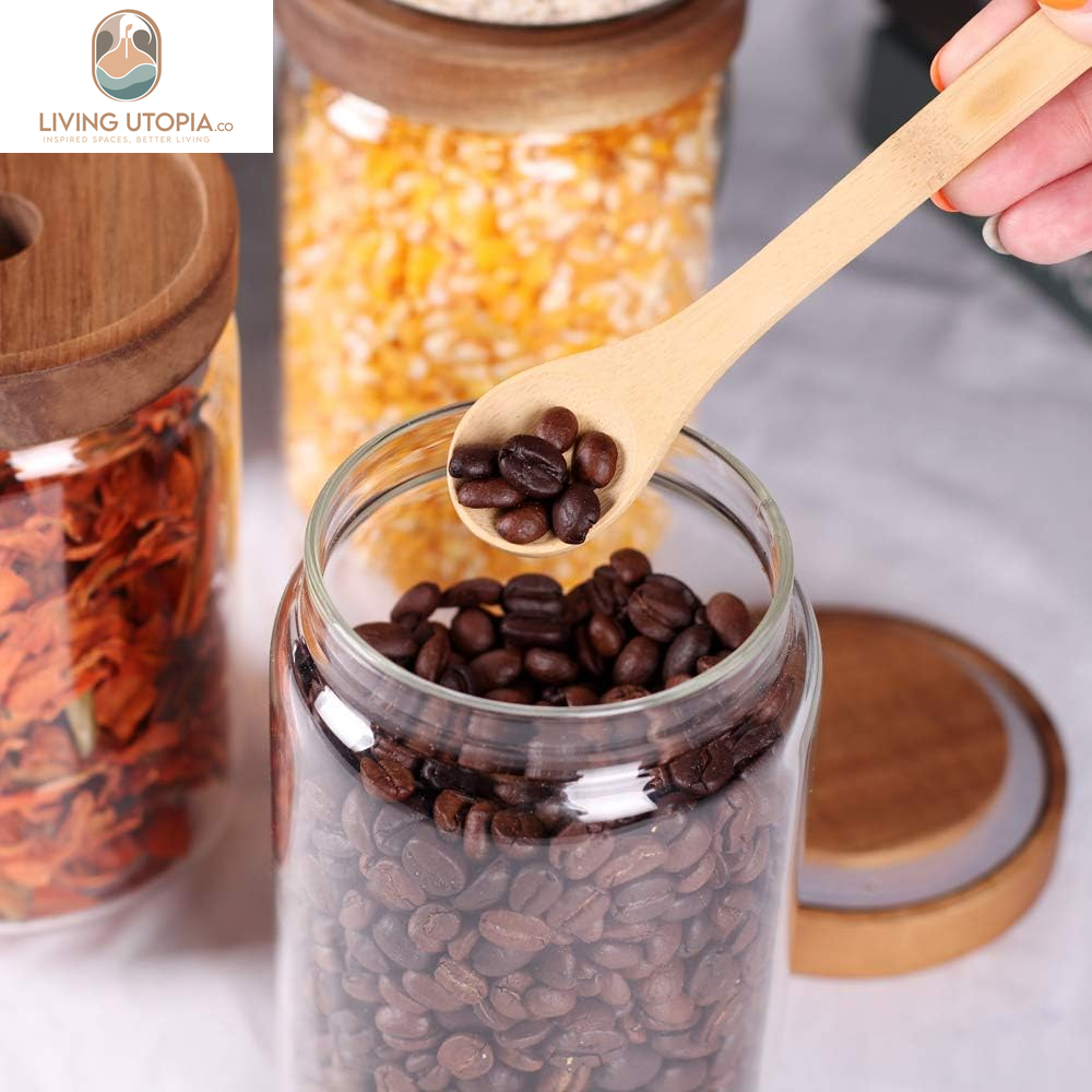 Stackable Kitchen Canisters Set of 8,High Borosilicate Glass Cylinder Airtight Food Storage, Sort Out the Tea, Flour, Candies, Grain Easily and Clearly