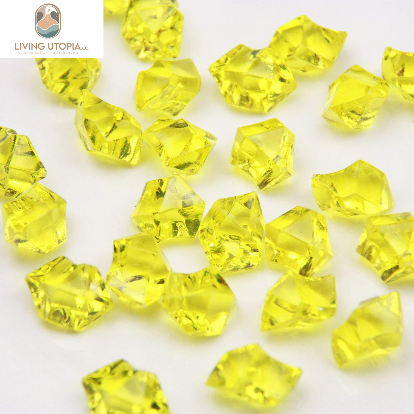 Yellow Acrylic Ice Rock Crystals Treasure Gems for Table Scatters, Vase Fillers, Wedding, Banquet, Party, Event, Birthday Decoration (Yellow, 150)