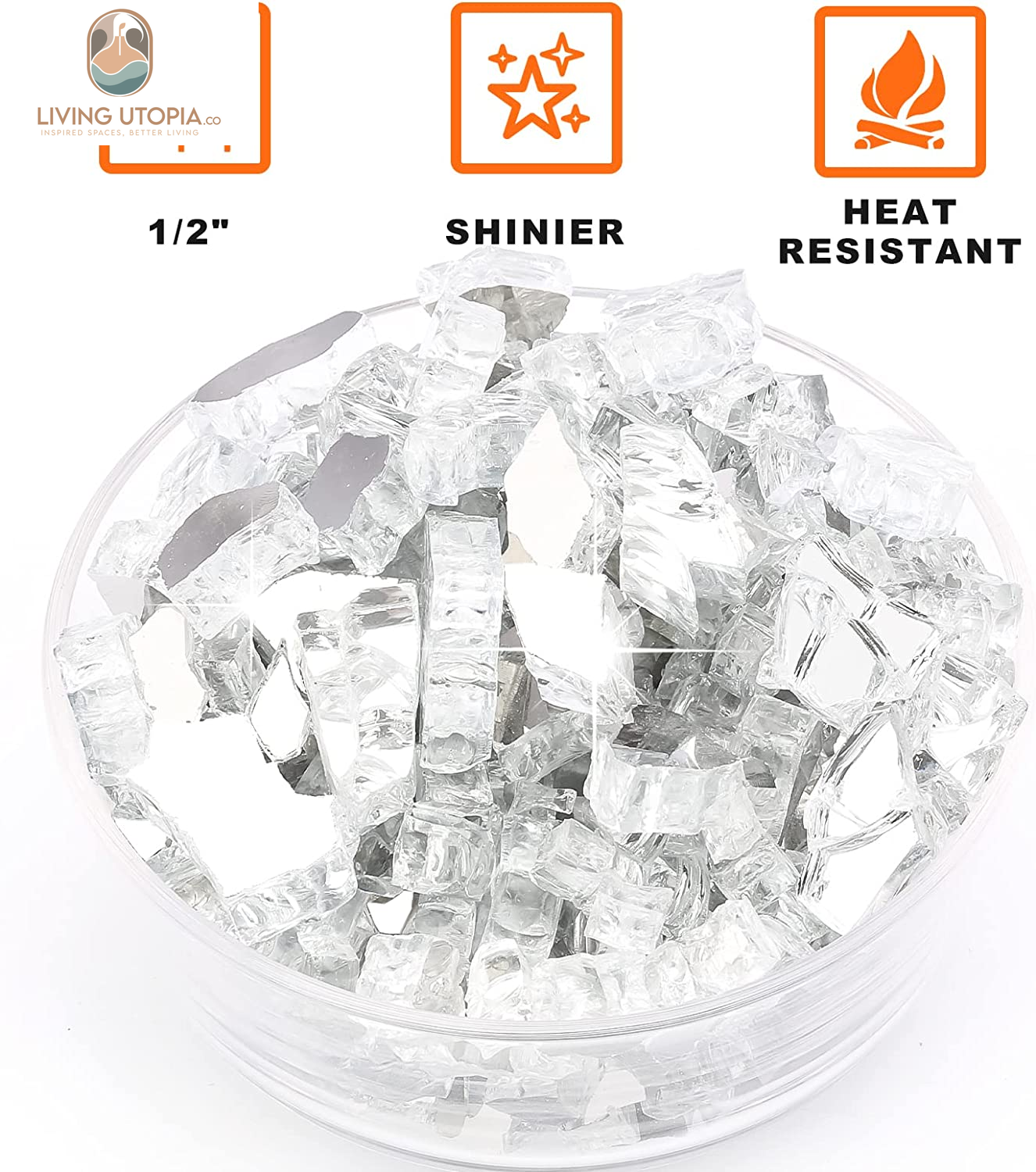 Clear Reflective Fire Pit Glass – 10 lb