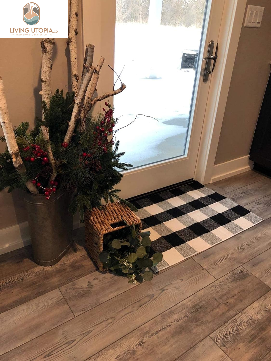 Cotton Buffalo Plaid Rug 2'X3' Black and White Checked Rug Washable Doormats Indoor Outdoor Rugs for Layered Front Door Mats, Porch, Kitchen, Farmhouse, Entryway