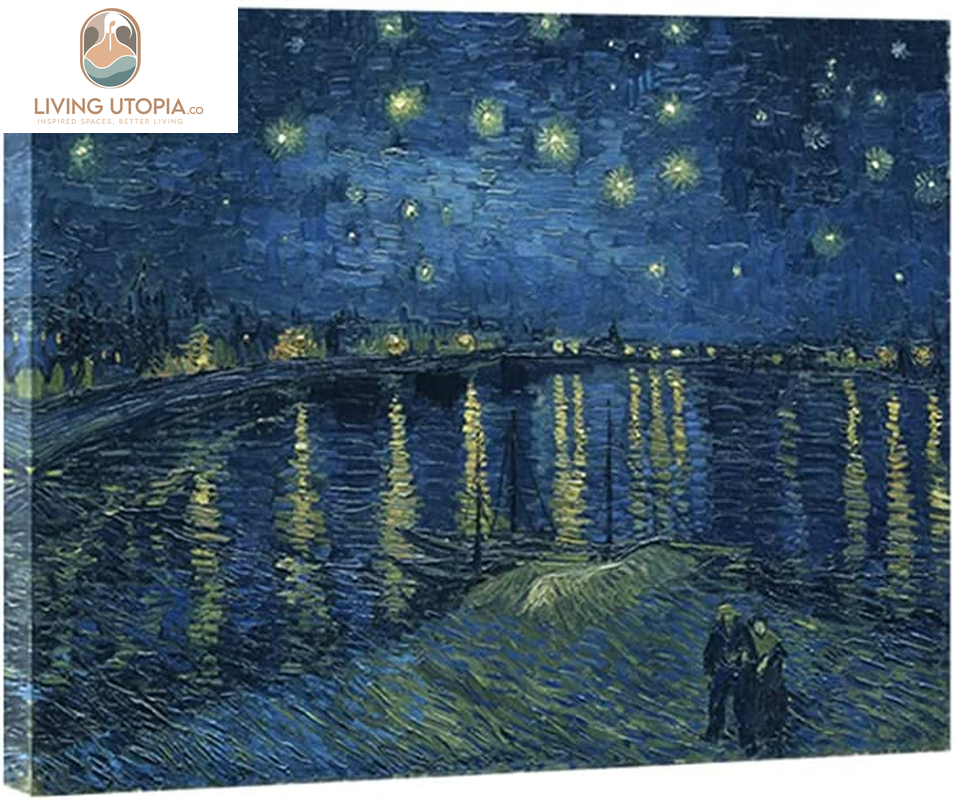 Starry Night over the Rhone by Van Gogh Classic Oil Paintings Reproduction Modern Seascape Giclee Canvas Prints Artwork on Canvas Wall Art Ready to Hang for Living Room Home Decorations