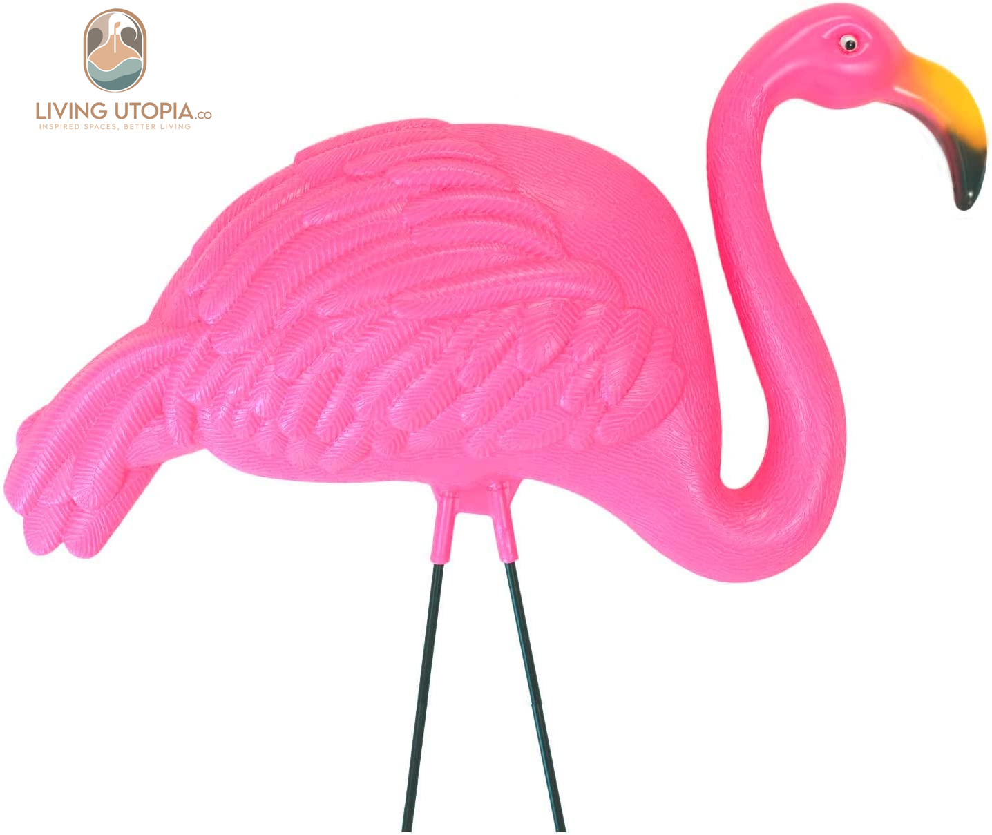 Pink Flamingos Yard Decorations - 2 Pack Extra Large 24" Tall Plastic Flamingo Statue W/Metal Stakes - Lawn Ornaments & Garden Decor for Outdoor Parties