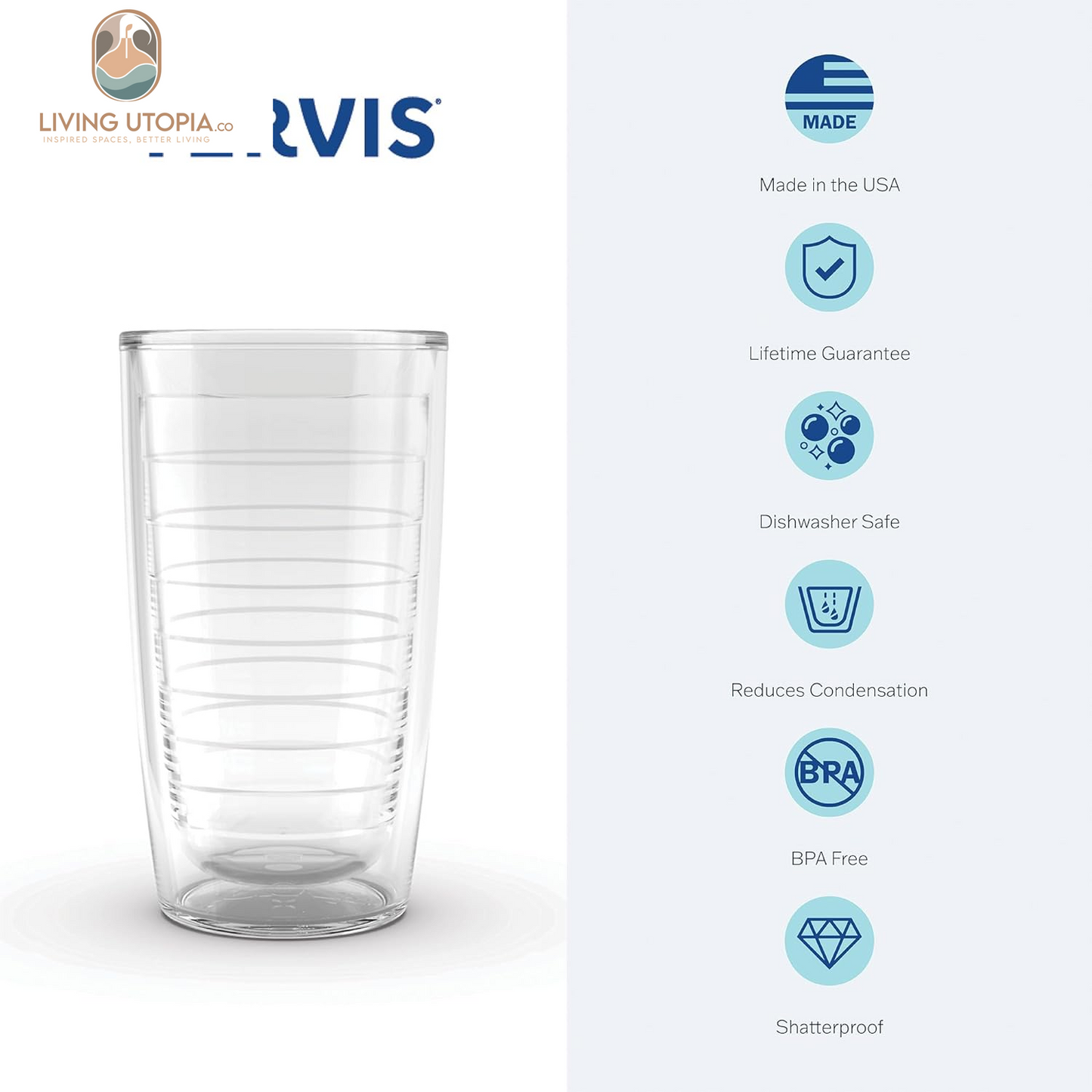 Clear & Colorful Tabletop Made in USA Double Walled Insulated Tumbler Travel Cup Keeps Drinks Cold & Hot, 16Oz - 4Pk, Blue Moon