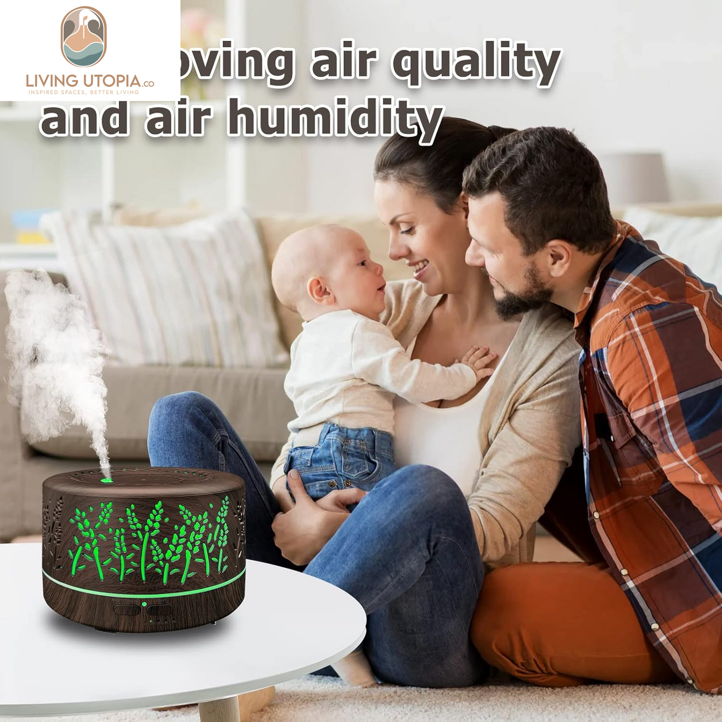 Diffusers for Essential Oils Large Room 600Ml,Essential Oil Diffusers for Home with R/C,Cool Mist Humidifier,7 Colors Lights & 3 Mist Mode Waterless Auto off for Office