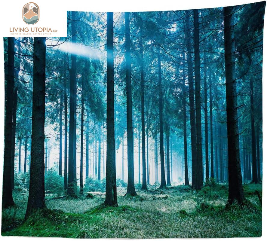 Forest Tapestry Home Decor Landscape Tapestry Living Room Bedroom Decoration Tapestry Magic Tapestry Curtain (Forest White Light, 60''L×51''W)