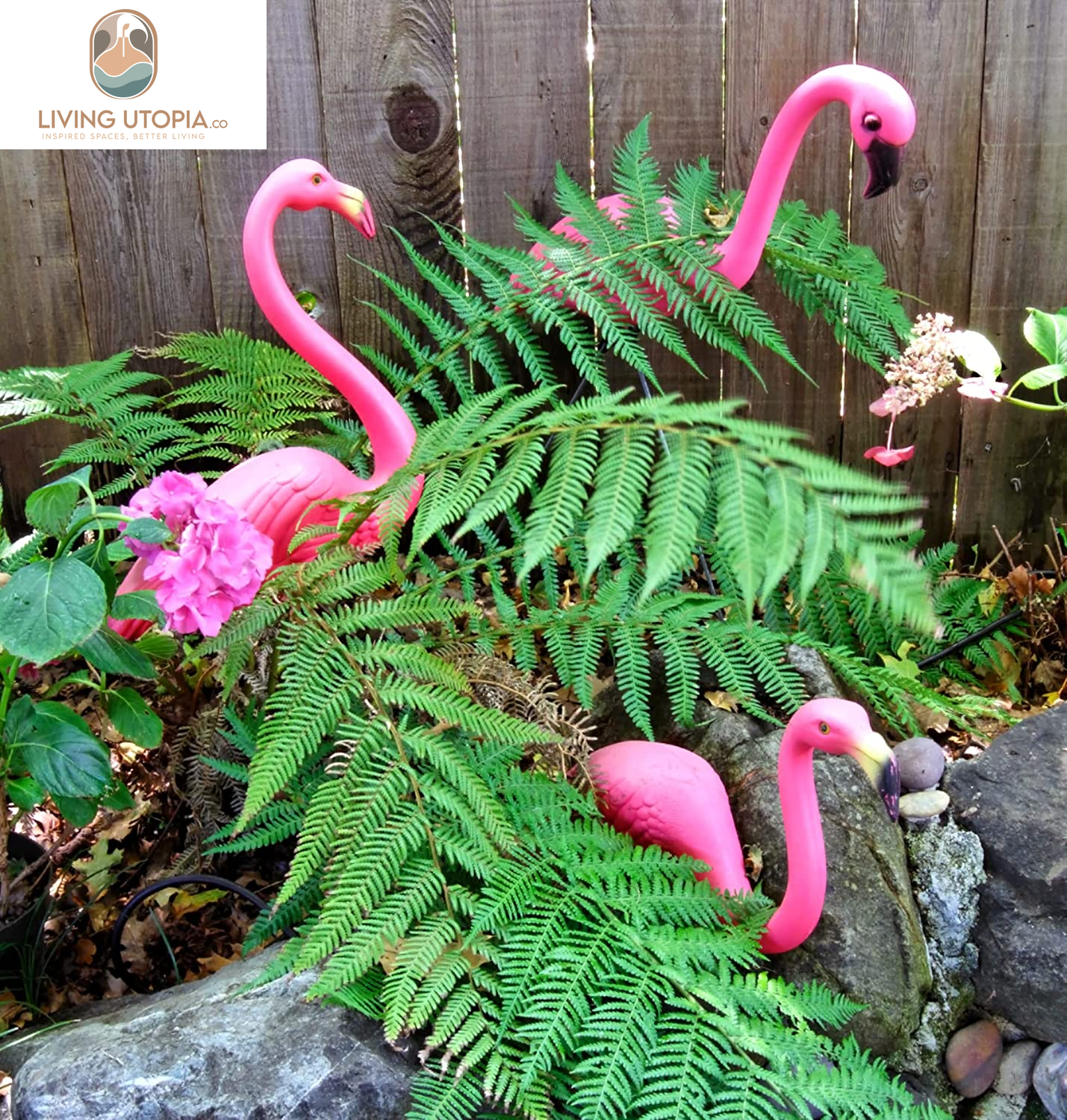 Pink Flamingos Yard Decorations - 2 Pack Extra Large 24" Tall Plastic Flamingo Statue W/Metal Stakes - Lawn Ornaments & Garden Decor for Outdoor Parties