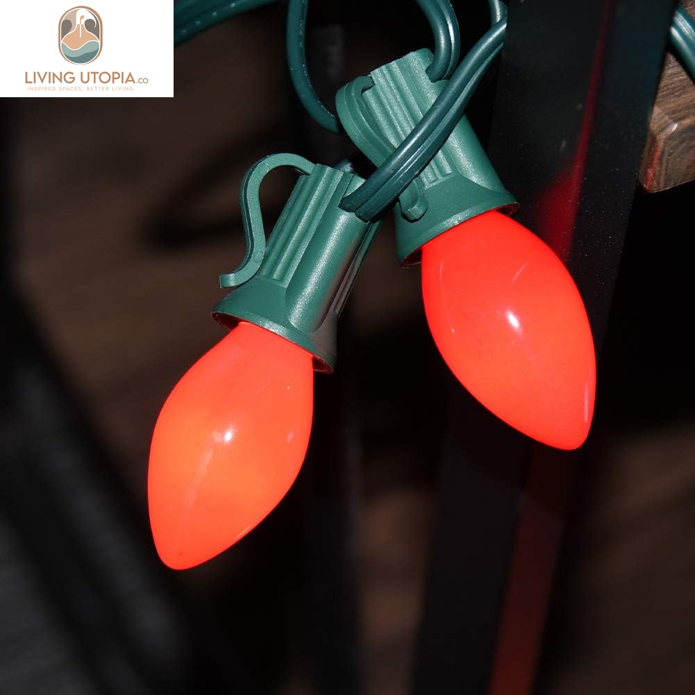 Indoor & Outdoor String Light Bulbs, C7 Red Light Bulbs, C7 Ceramic Red Christmas Replacement Bulbs for Outdoor Christmas String Lights, 5 Watt Night Light Bulb,120 Volt-Red