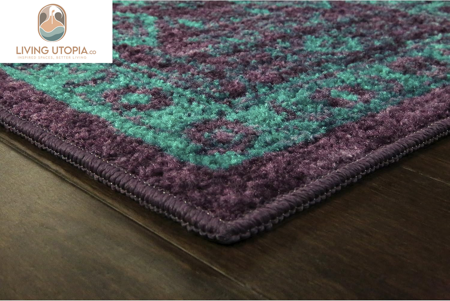 Georgina Traditional Area Rugs – Made in USA – Low Profile, Non Slip, Pet–Friendly Mat for Bedroom, Office, Living & Dining Room, 5' X 7', Wineberry/Teal