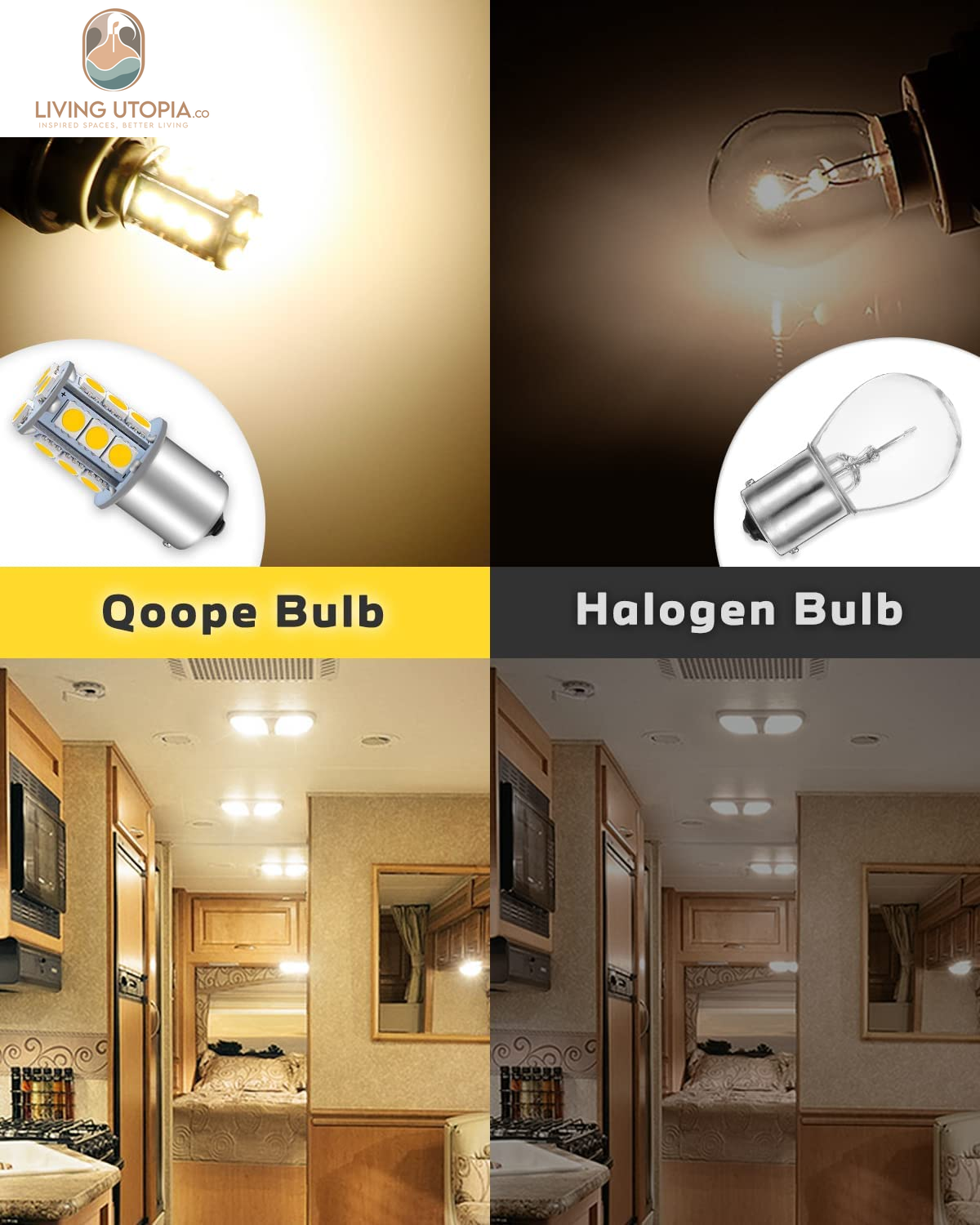 1156 LED Bulb Warm White 1141 LED Bulbs RV Light Bulbs Interior 1073 7506 1003 BA15S Bulb for 12V Camper Travel Trailer Boat Motorhome Interior Lights, Pack of 10