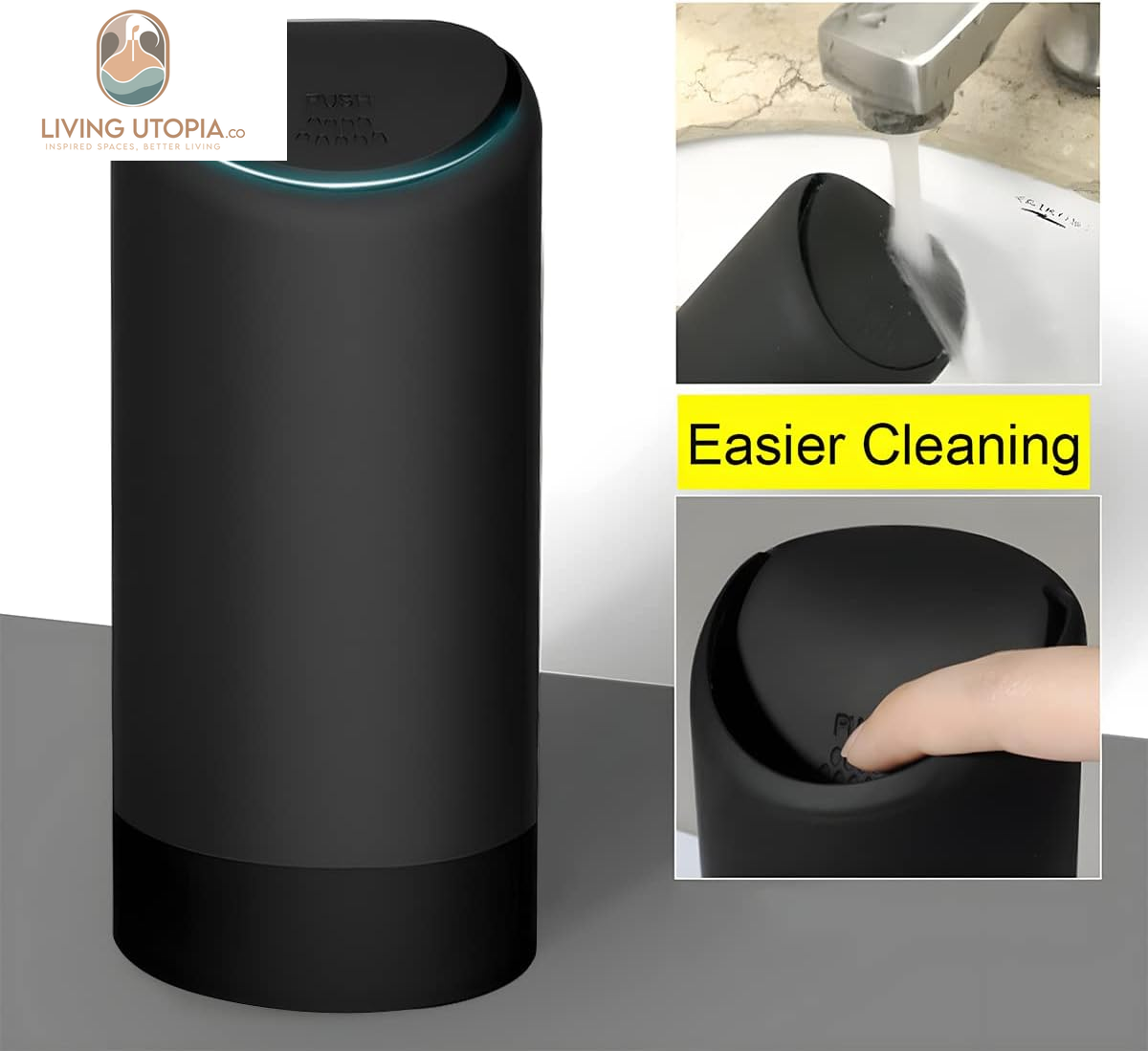 Car Trash Can, Mini Silicone Auto Garbage Container with Lid, Waterproof Leakproof Portable Trash Dustbin, Vehicle Rubbish Bins for Automotive, Home, Office, Kitchen, Bedroom (Black)