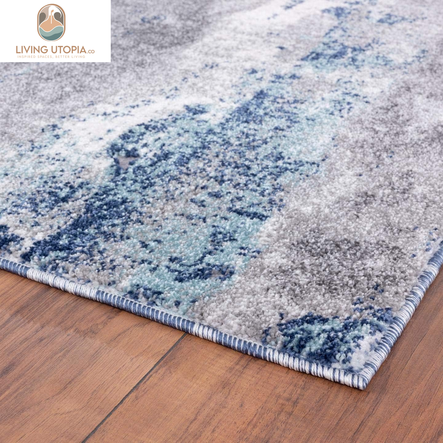 Euston Collection D.Blue-L.Blue 8X10 Modern Abstract Area Rug