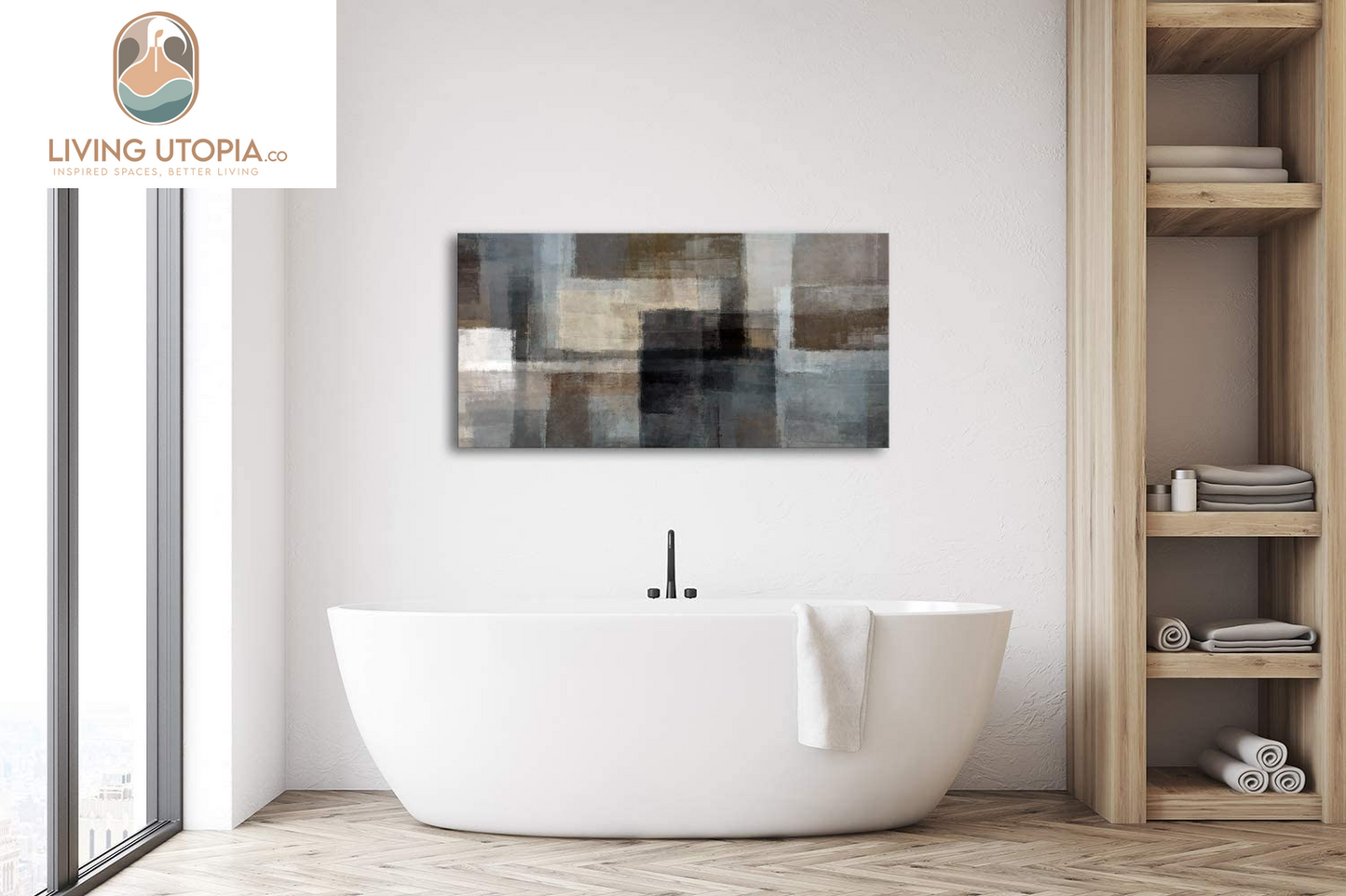 A62450 Canvas Prints Abstract Wall Art Print Paintings Grey and Brown Home Decor Framed Ready to Hang for Living Room Bedroom and Office Home Kitchen Artwork