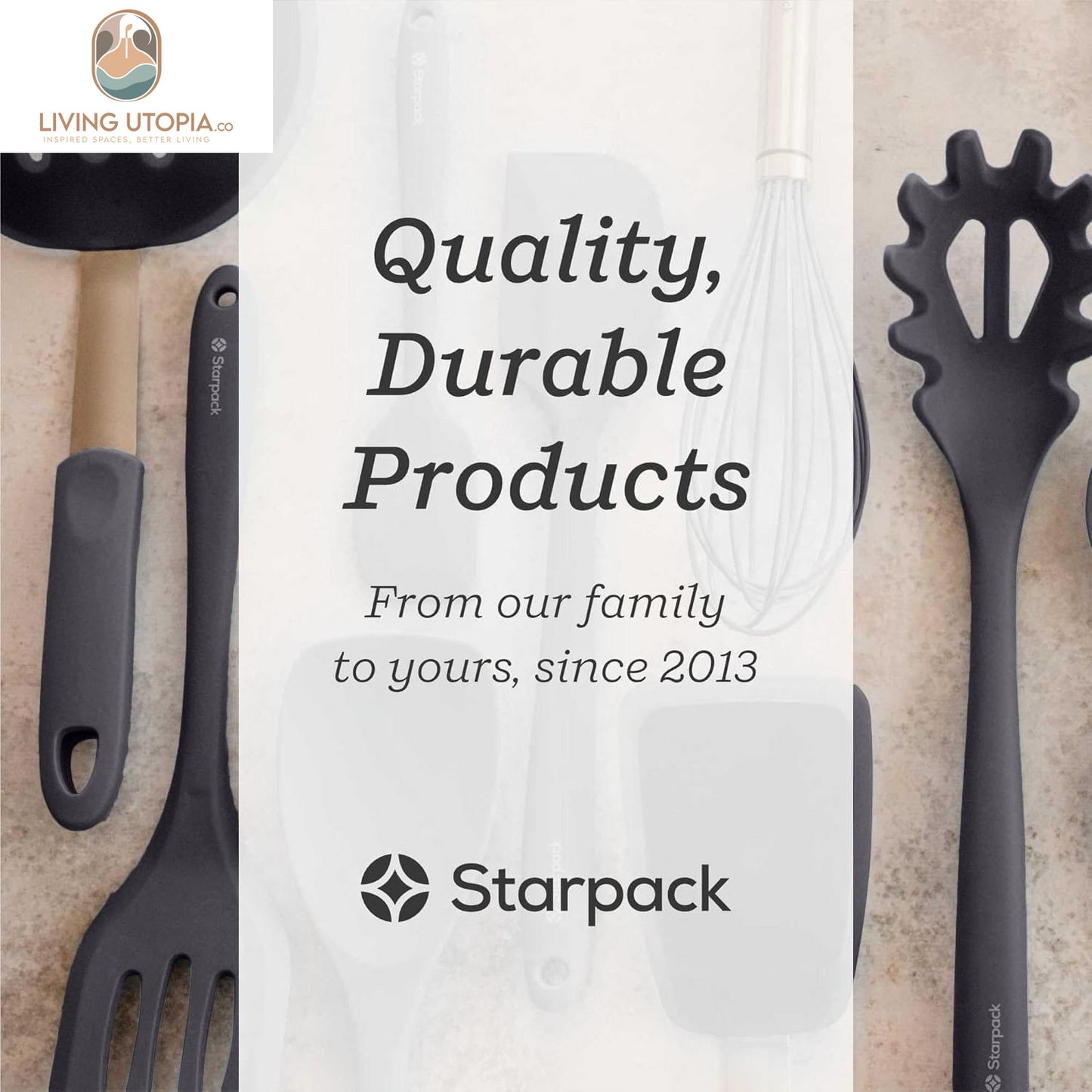 Starpack 'Flip & Whip' Premium Silicone Baking Utensils Set (5 Pcs) - Cooking Utensils with Heat Resistant to 600°F - Baking Utensils - Large & Small Spatulas, Whisk & Basting - Brush Baking Tool Set