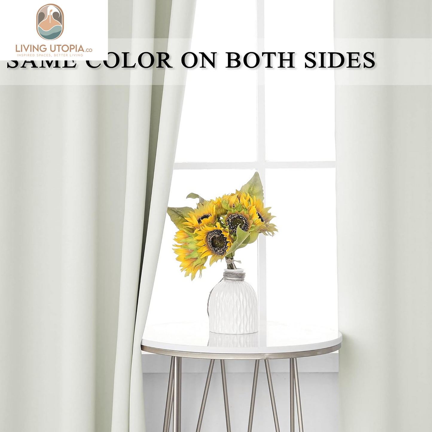 Cream White Blackout Curtains 63 Inches Long for Living Room - Grommet Room Darkening Thermal Insulated Ivory Curtain Drapes for Bedroom, Light Beige, 2 Panels, 52W X 63L