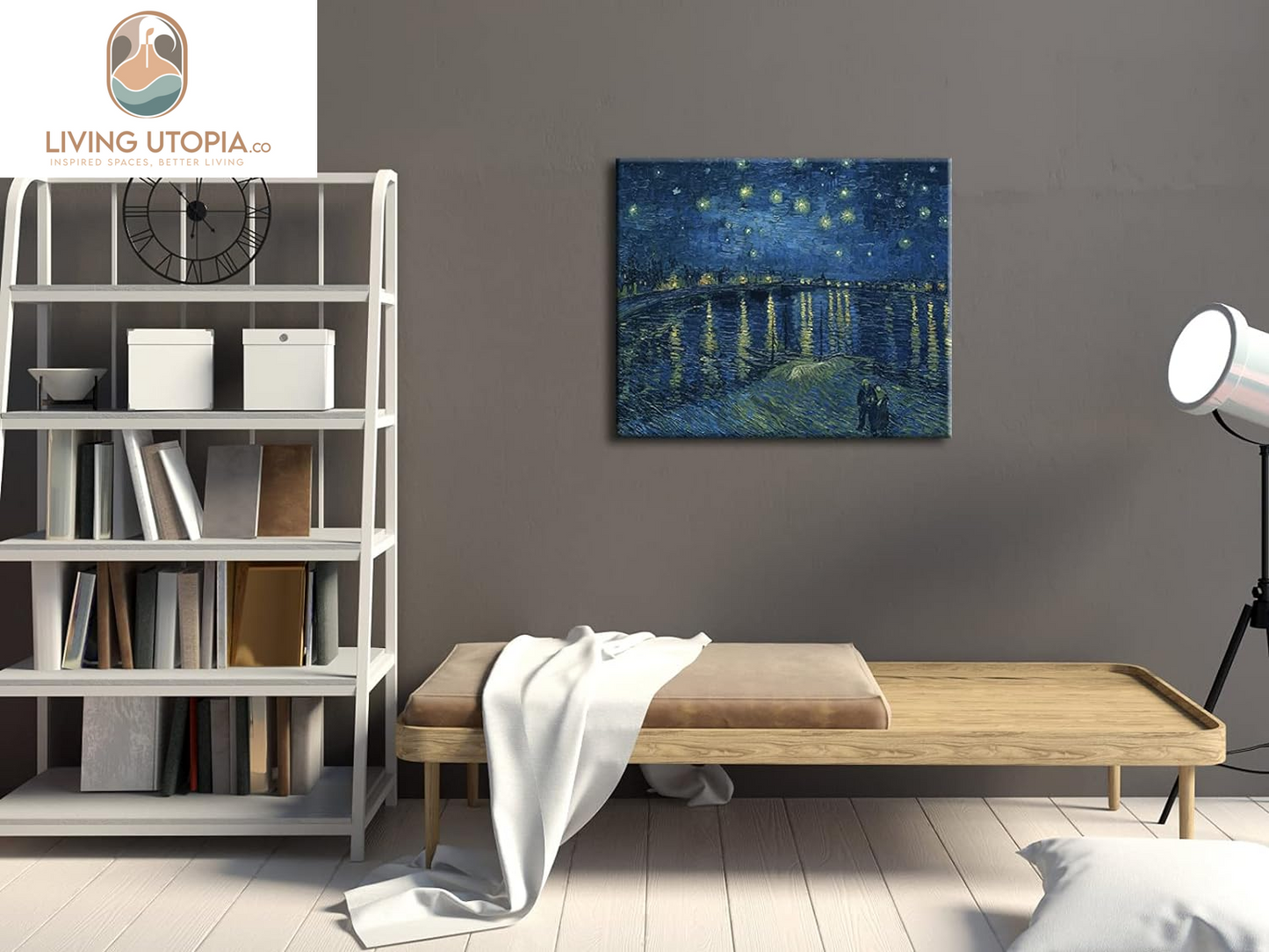 Starry Night over the Rhone by Van Gogh Classic Oil Paintings Reproduction Modern Seascape Giclee Canvas Prints Artwork on Canvas Wall Art Ready to Hang for Living Room Home Decorations