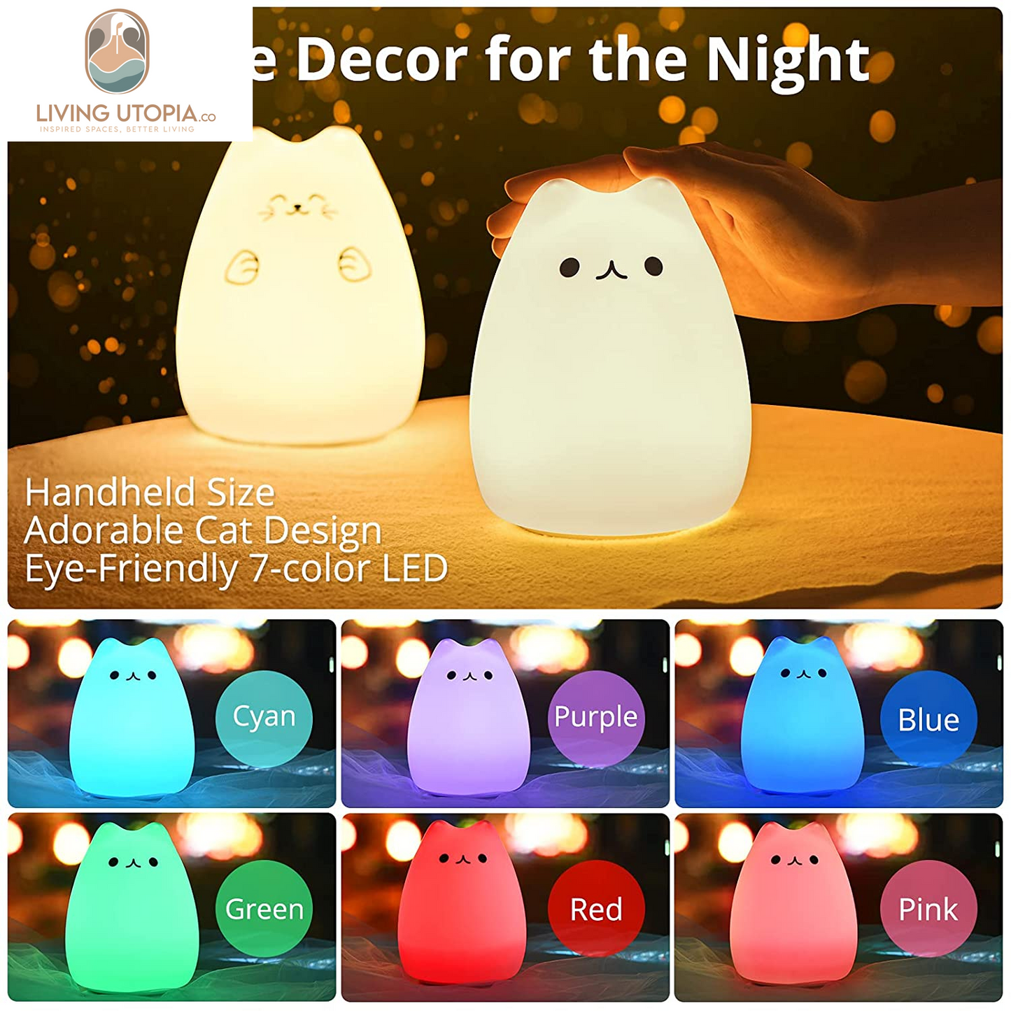 Cat Lamp, Gifts for 3 4 5 Year Old Girls,Graduation Gifts for Teen Girls,Kids Night Light for Bedroom,Kawaii Kitty Baby Nursery Lamp with Remote Control.