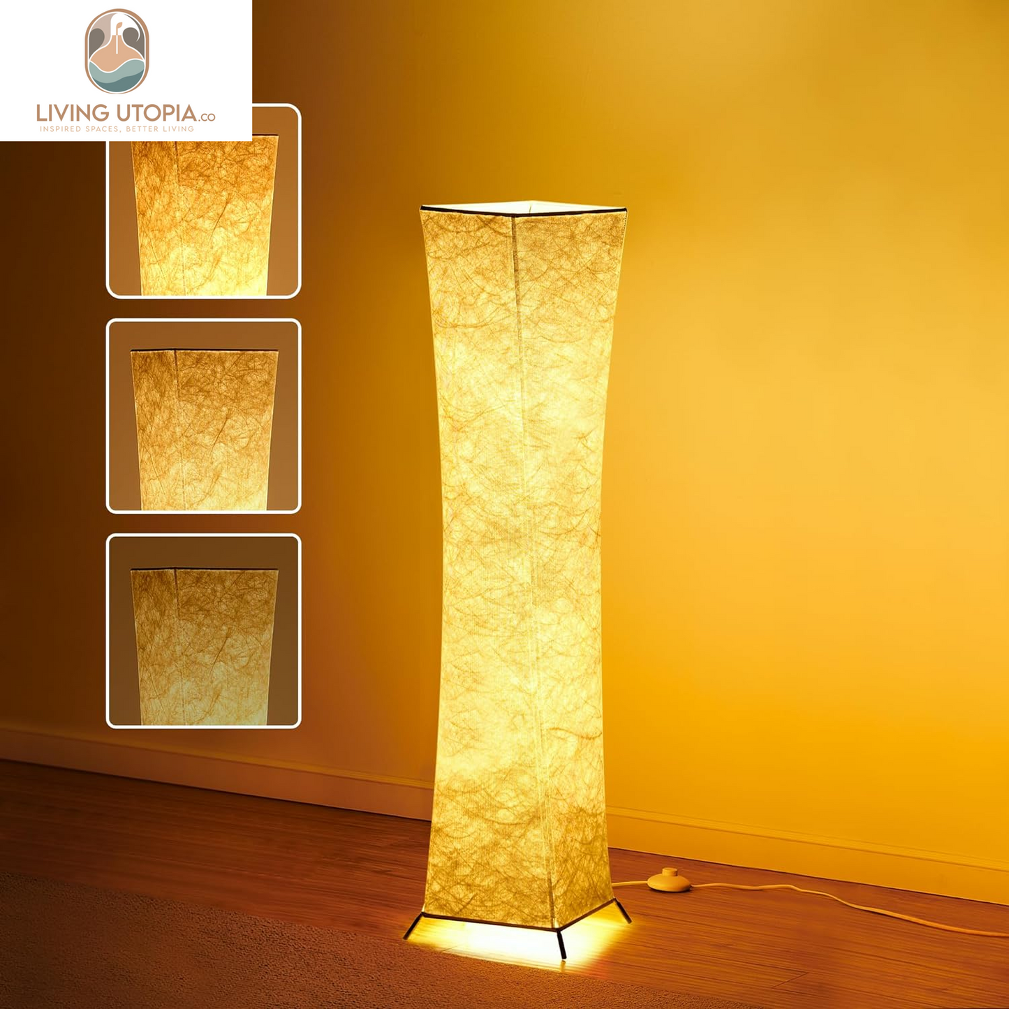 Floor Lamp, Dimmable 39" (XS) Tall Standing Lamp, 3 Levels Adjustable Brightness 12Wx2 LED Bulbs, Column Floor Light W/White Fabric Shade, Home Decor for Living Room, Bedroom, Kids Room
